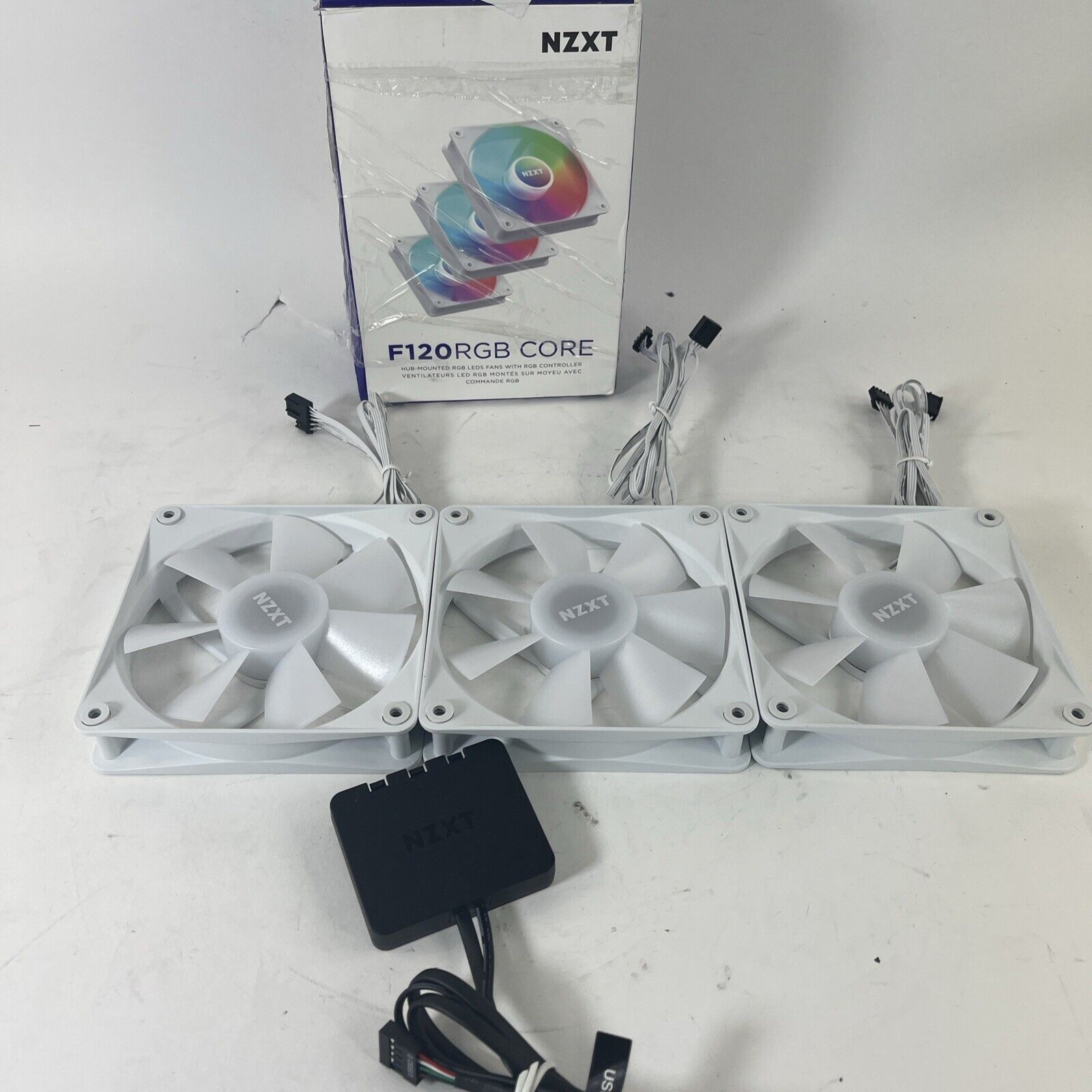 NZXT F120 RGB Core Triple Pack 3 x 120mm RGB Fans with RGB Controller White
