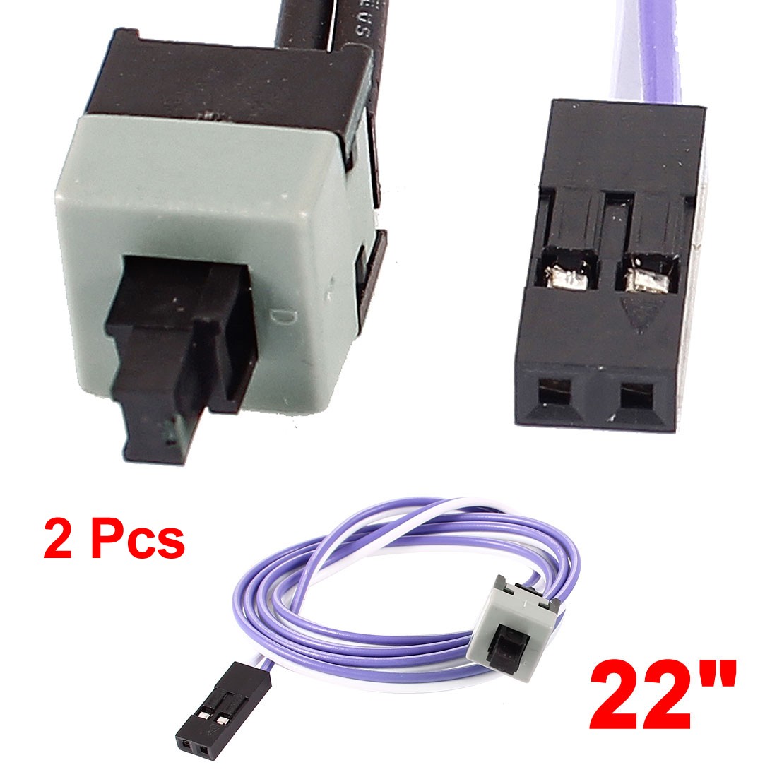 2 Pack 2-Pin Power Supply Reset Switch Motherboard Cable 22 Inches