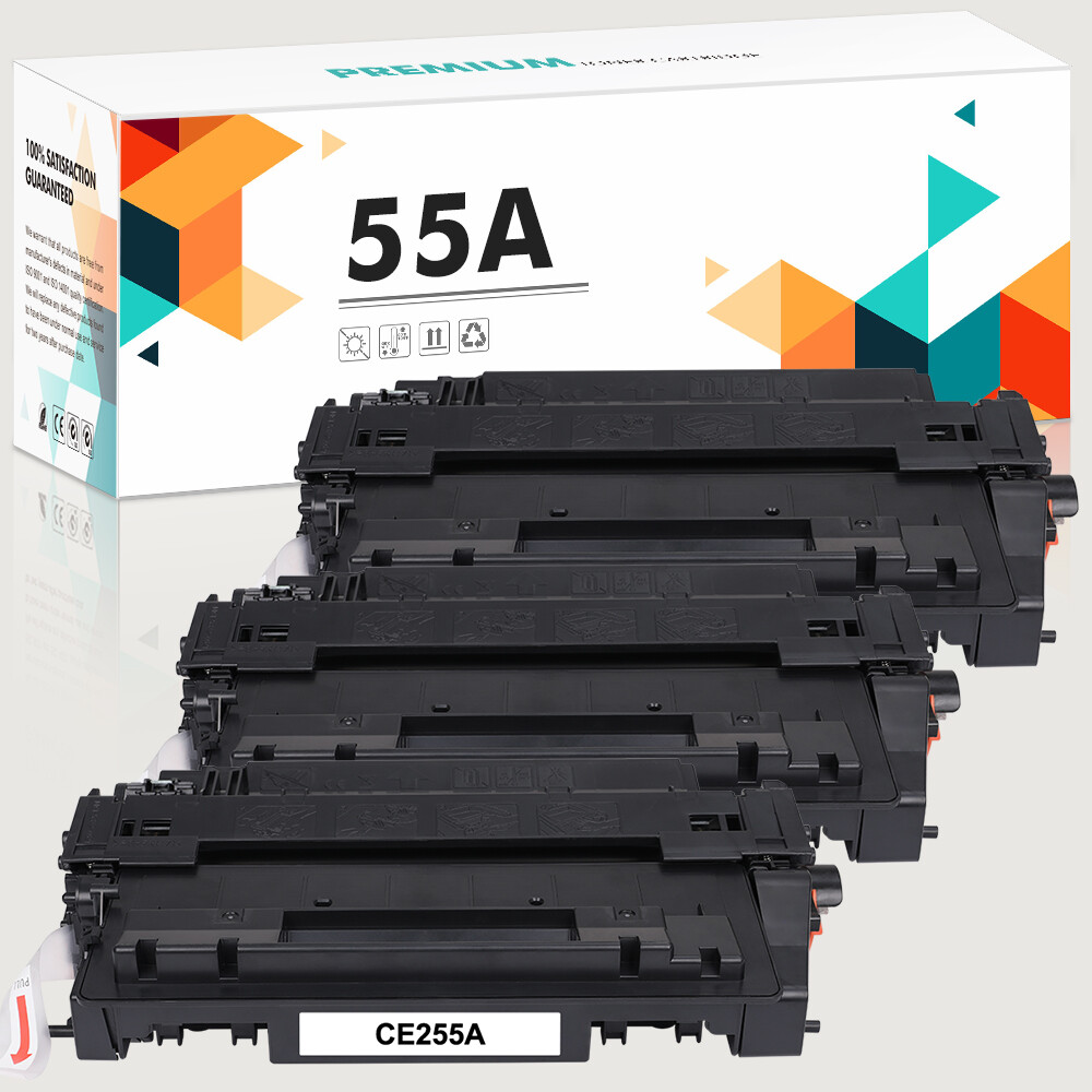 3PK Black Toner Cartridge For HP CE255A 55A LaserJet P3010 P3015 P3015dn Printer