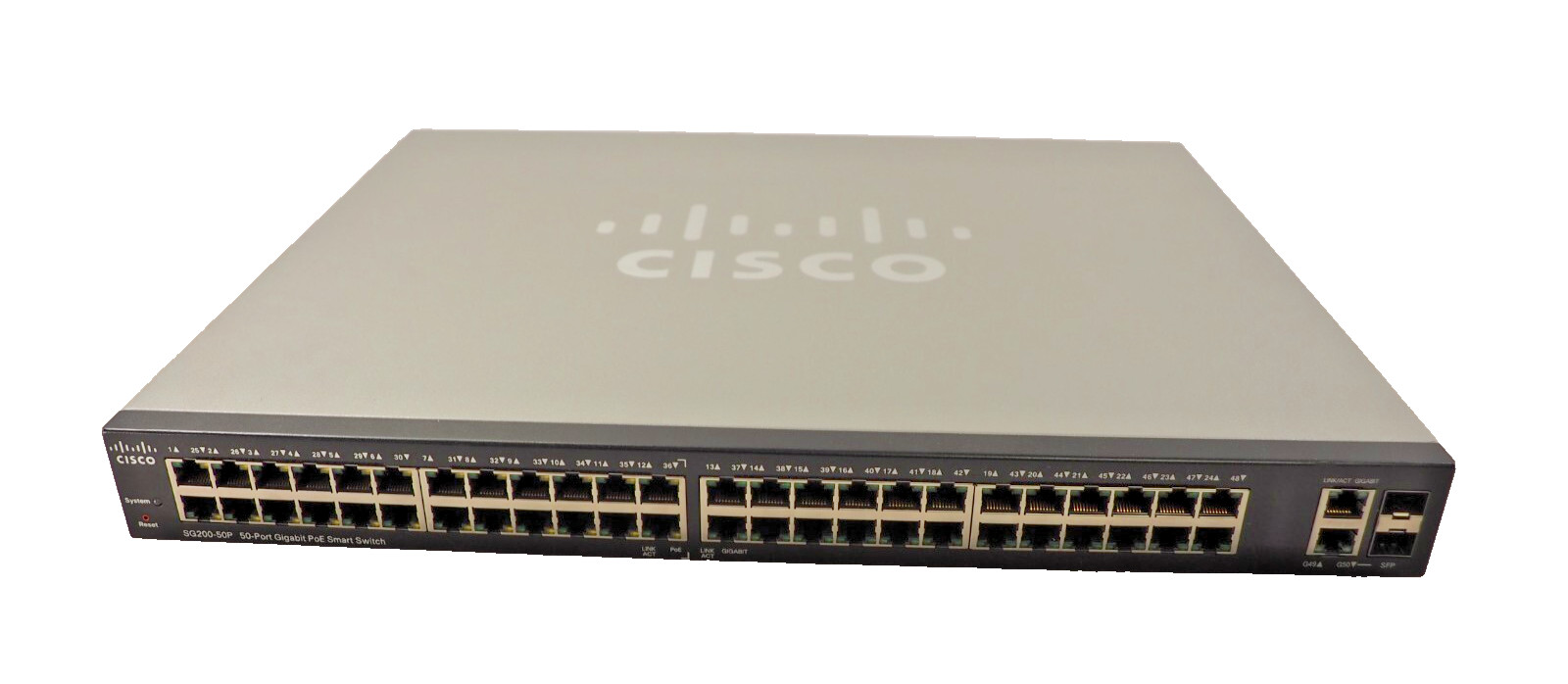Cisco SG200-50P 50-Port Gigabit PoE 2-Port SFP Stackable Managed Ethernet Switch