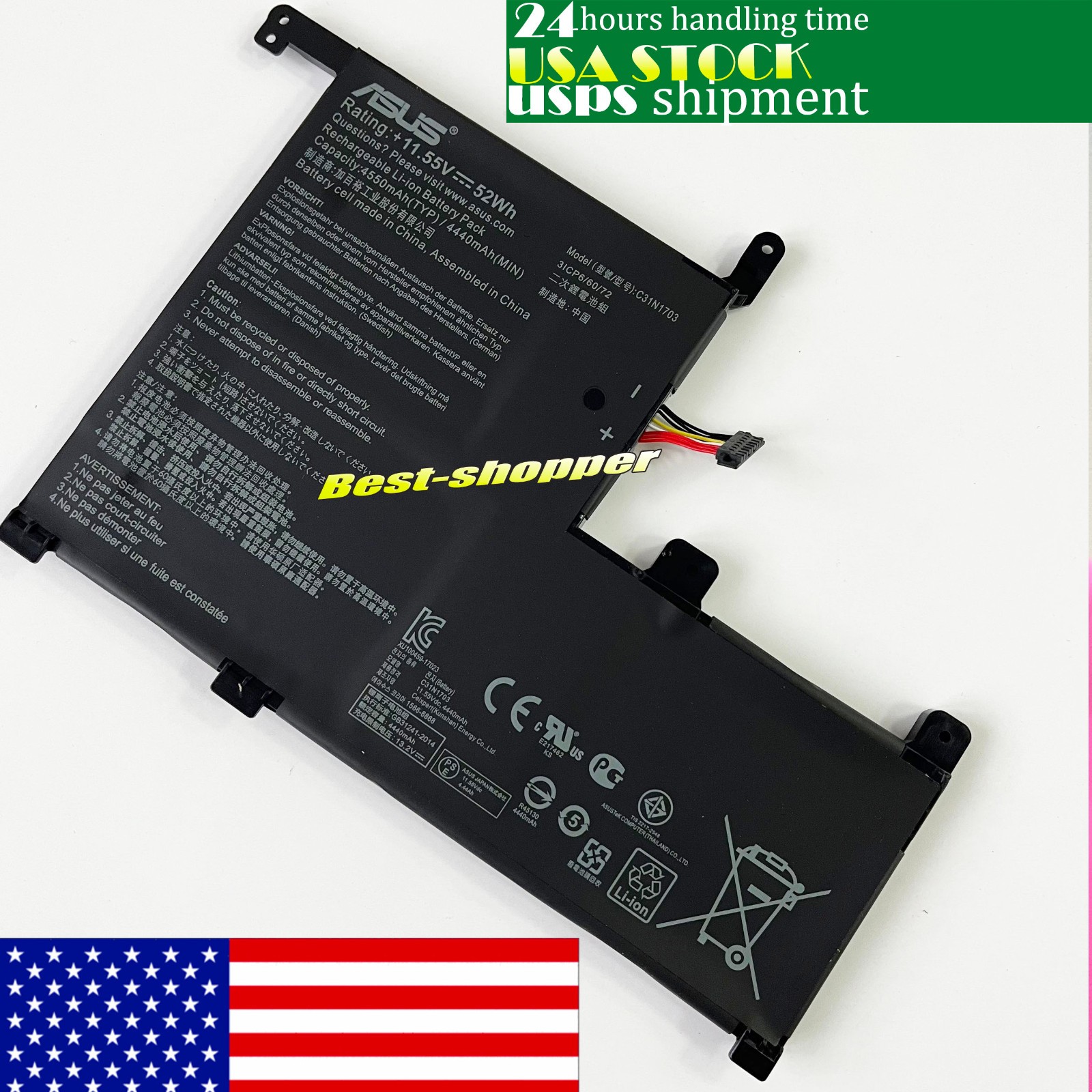 New Genuine C31N1703 battery For ASUS Q505UA Q525UA UX561UA ZenBook Flip UX561UN