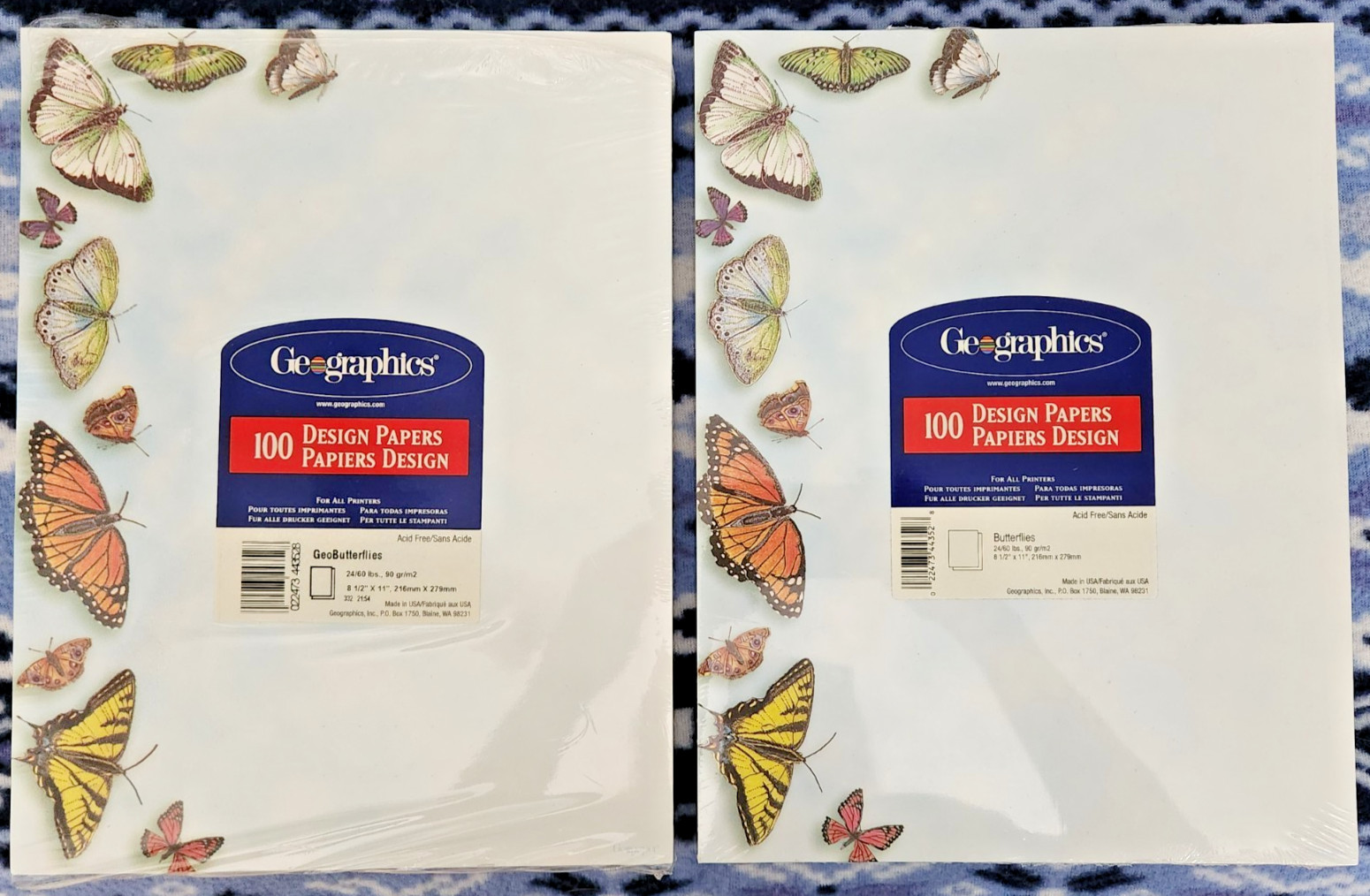 2 Pkgs Geographics Design Printer Paper "Geo Butterflies" 100 Sheets in Each