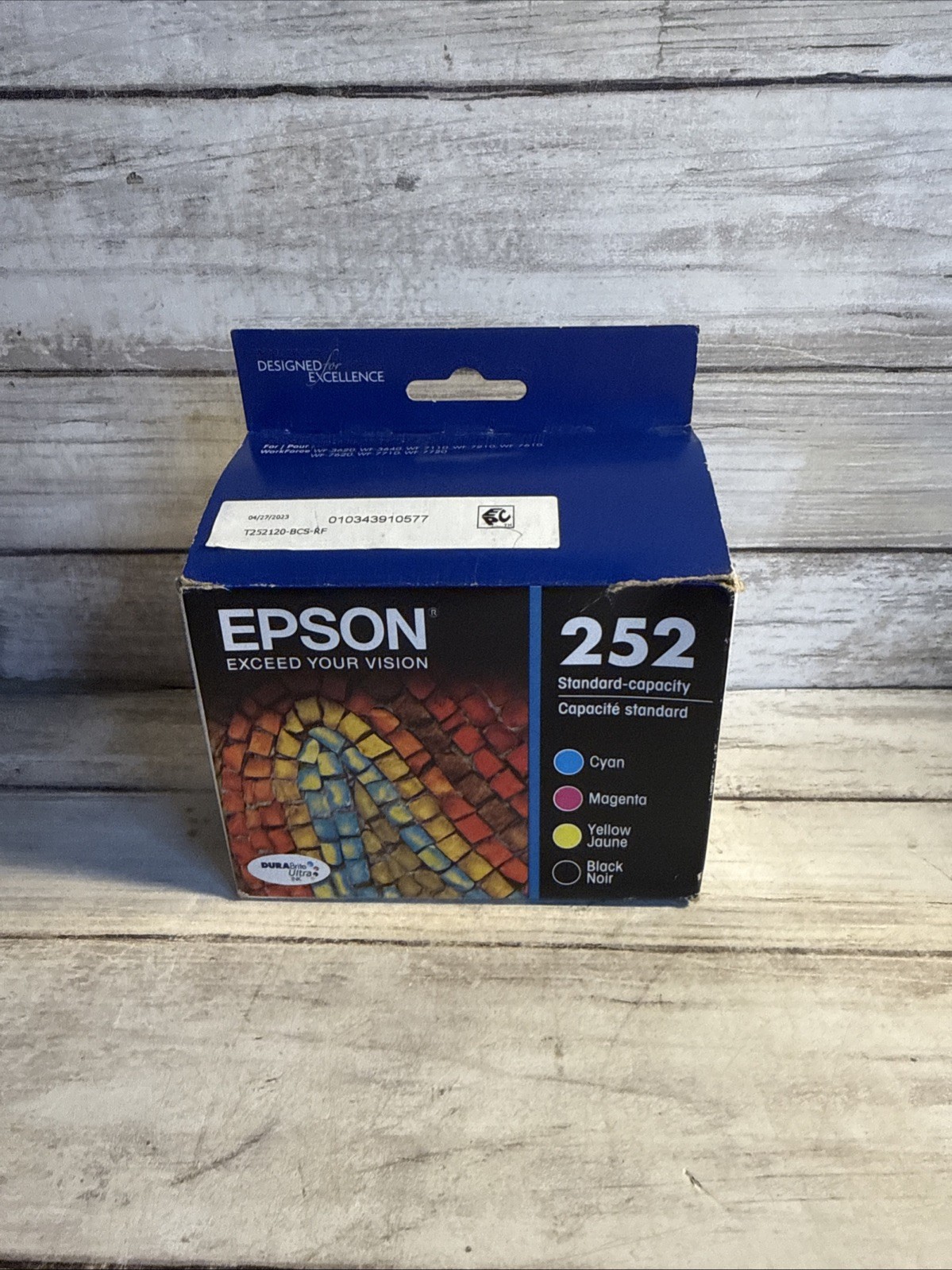 New Genuine Epson 252 Ink Cartridges Cyan/Magenta/Yellow/Black Exp 04/2026