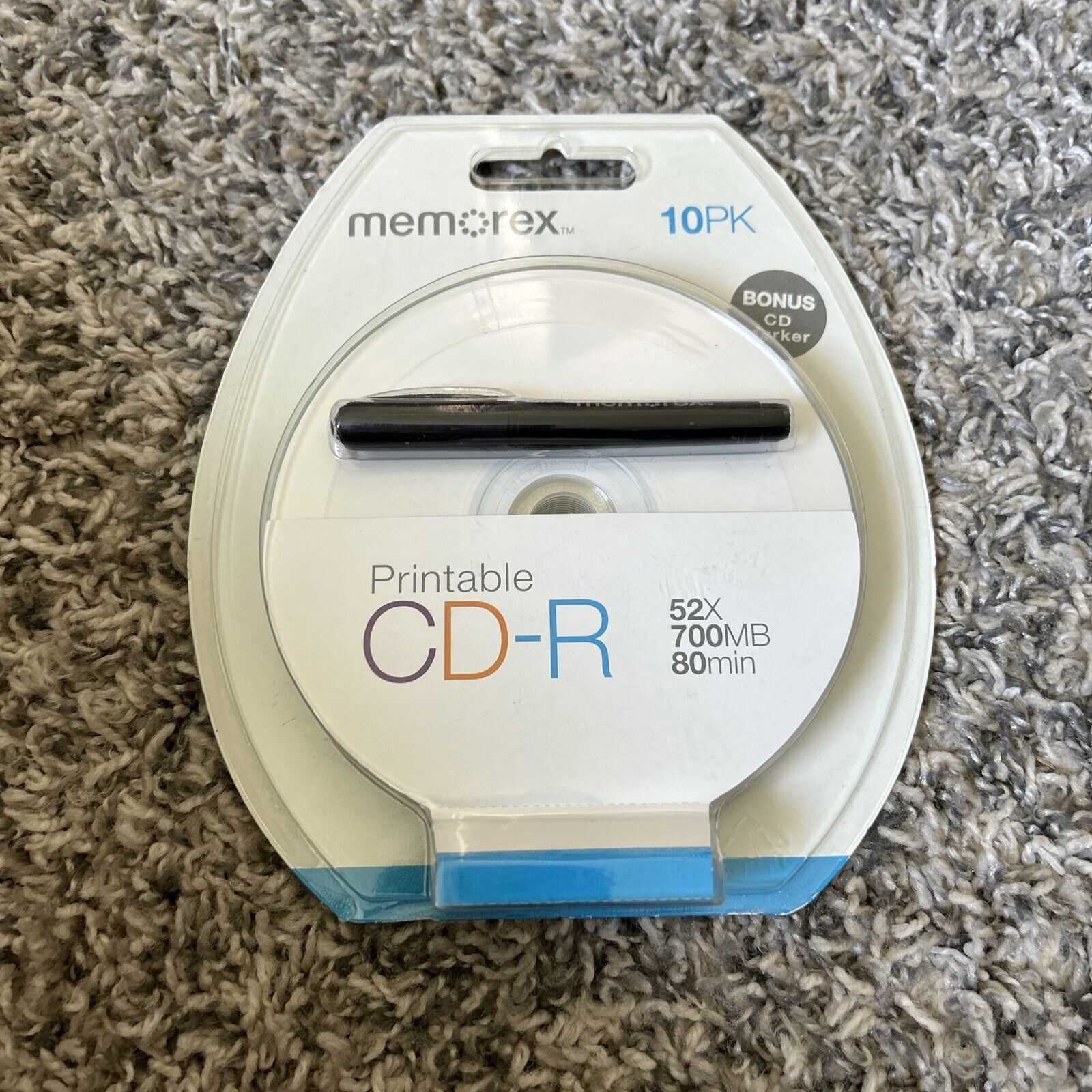 Memorex Printable CD-R 52x 700MB 80 Minute 10-Pack White Sealed with Pen NEW NIP