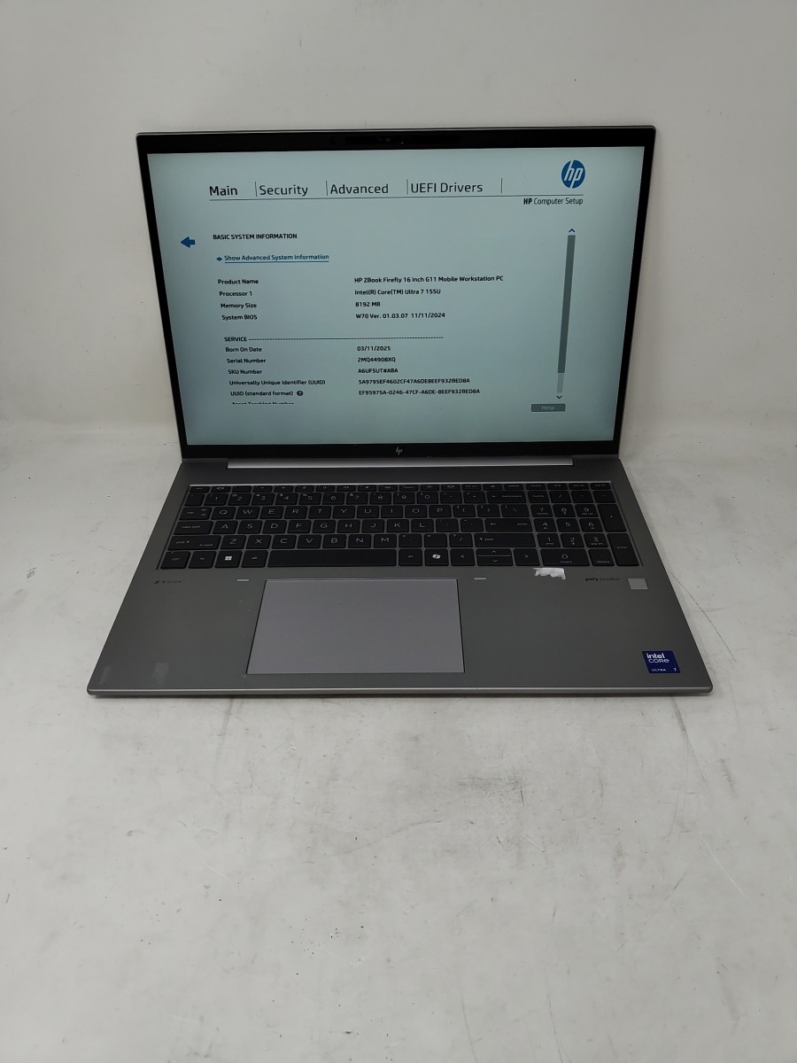 HP ZBOOK FIREFLY 16 INCH G11 Laptop Core ULTRA 7 155U 8GB 512GB SEE NOTES