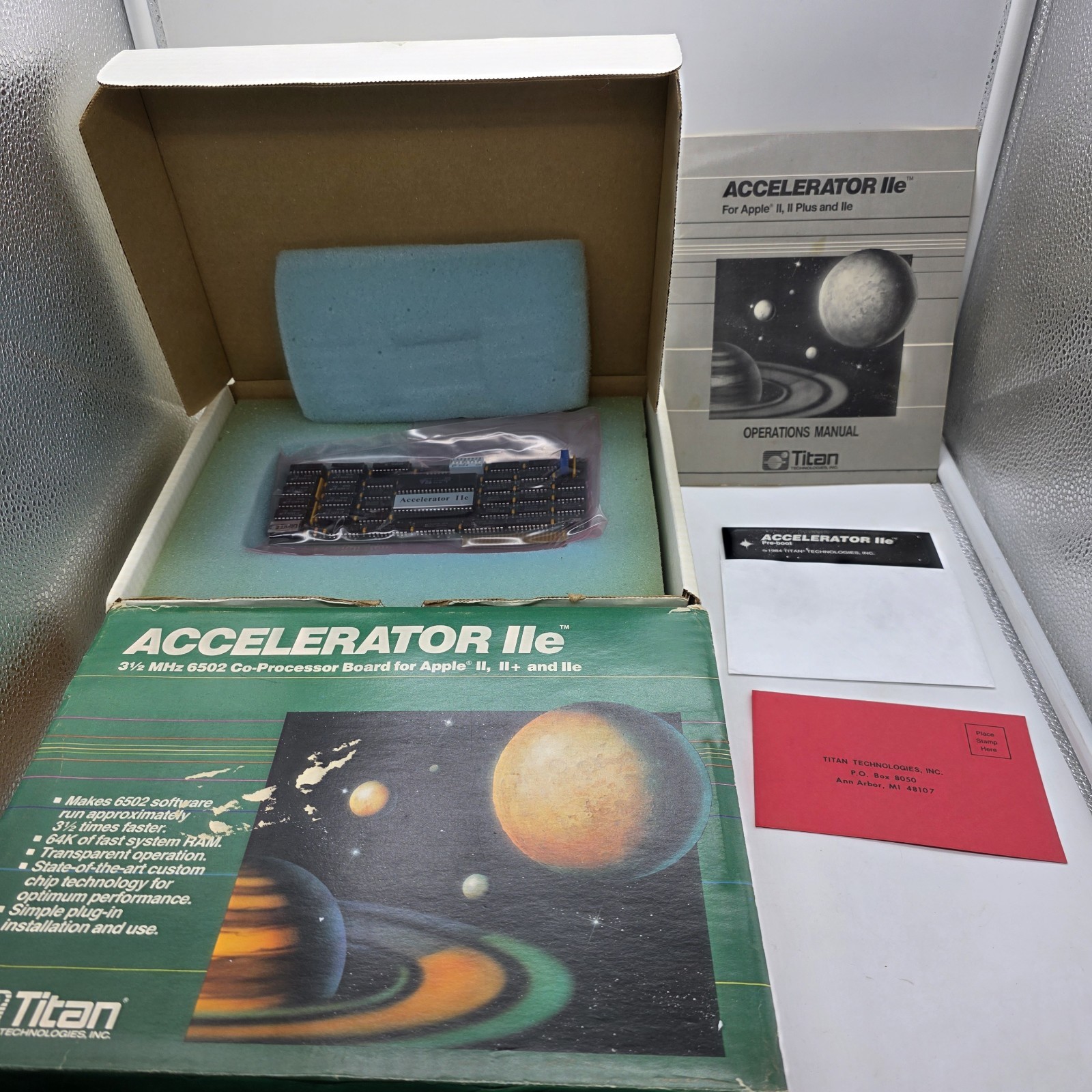 Titan Technologies, for Apple II, II+, IIe Accelerator IIe Card In Box Untested