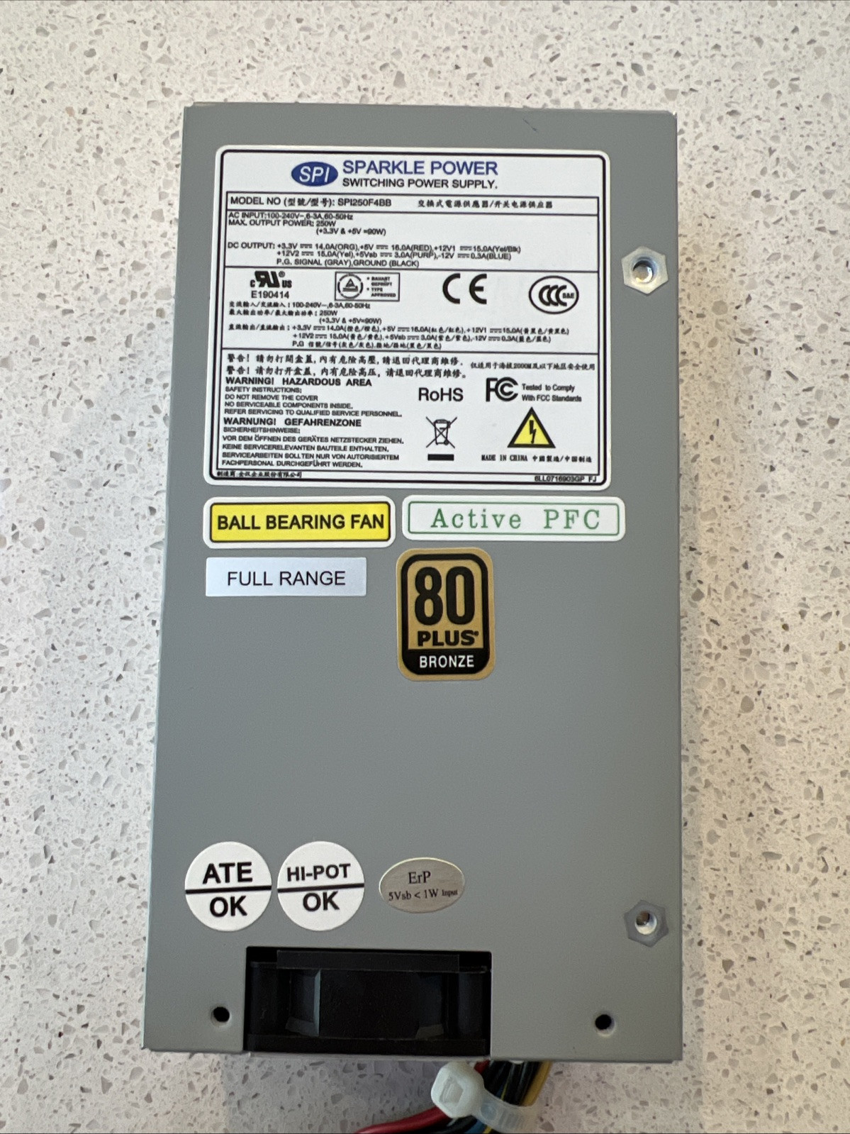 Sparkle 250W SPI250F4BB 80 PLUS Flex ATX ATX12V Power Supply PS