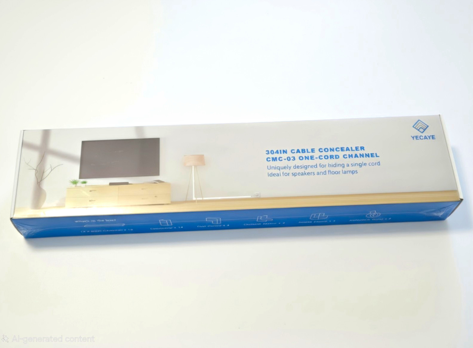 Yecaye Cable Cover One-Cord Channel Adhesive PVC White CMC-03-101518