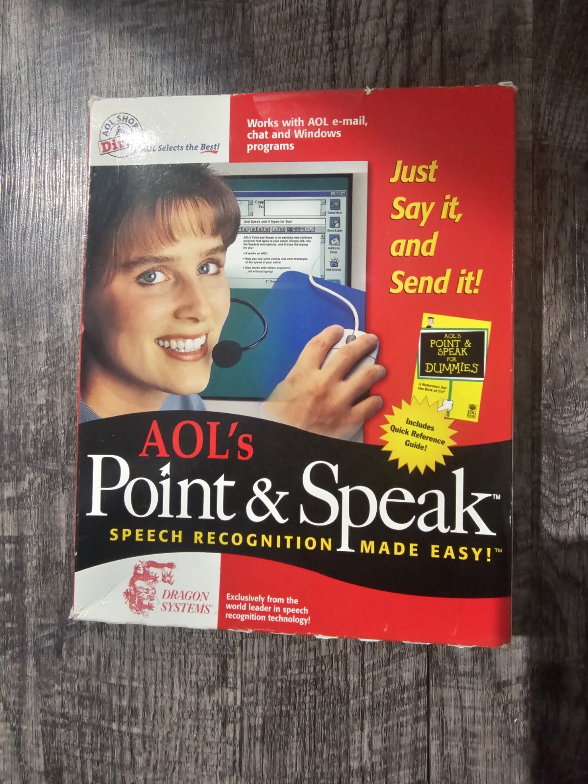 Vintage AOL Point And Speak PC Software W/Mic NEW Speak Naturally Dictation 