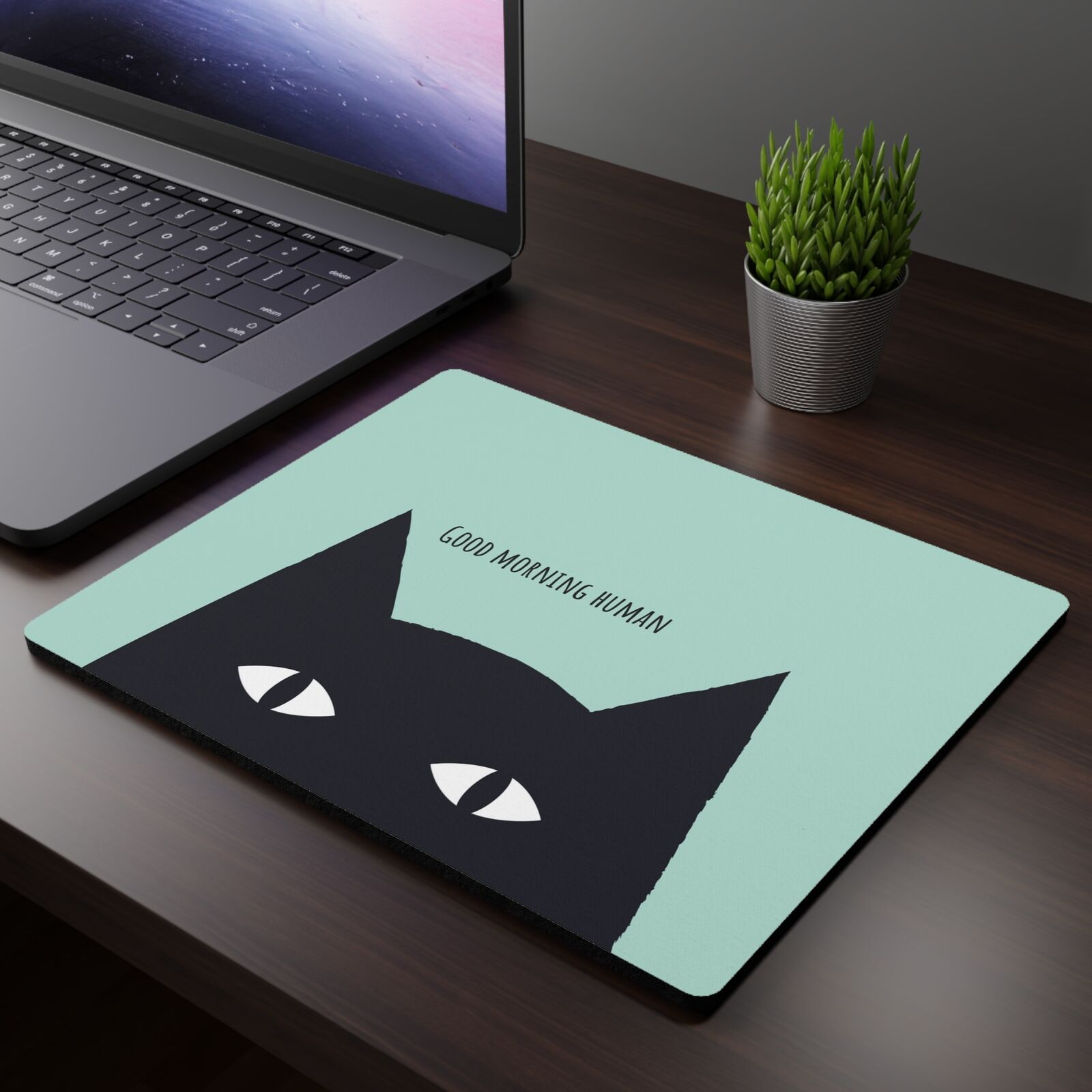 Funny Black Cat Mouse Pad, mouse pad with cat, cute mousepad kawaii cat desk mat