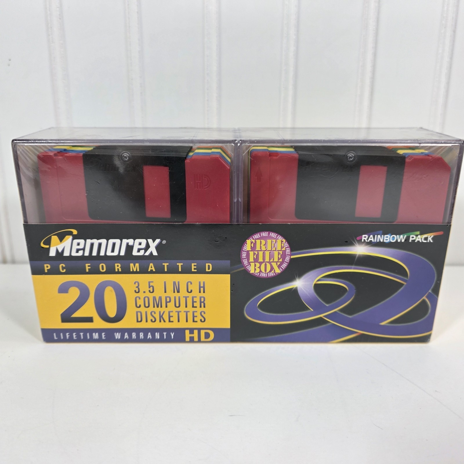 Memorex PC Formatted 3.5" Inch 20 Computer Diskettes HD w/File Box- New SEALED 