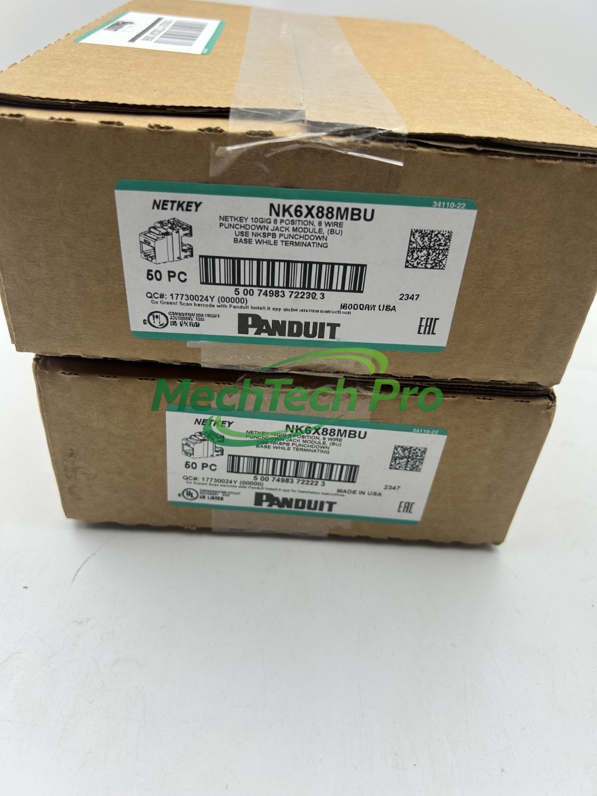 Panduit NetKey NK6X88MBU Cat6a Keystone Jack Blue Module (Qty 50) 