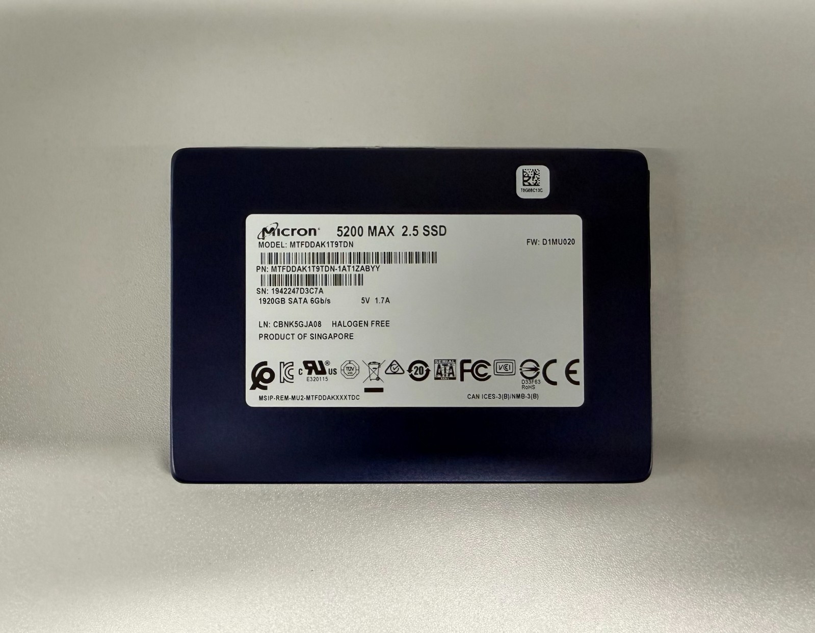 MTFDDAK1T9TDN MICRON 5200 MAX 1.92TB 6G SATA 2.5" SFF SSD SOLID STATE DRIVE