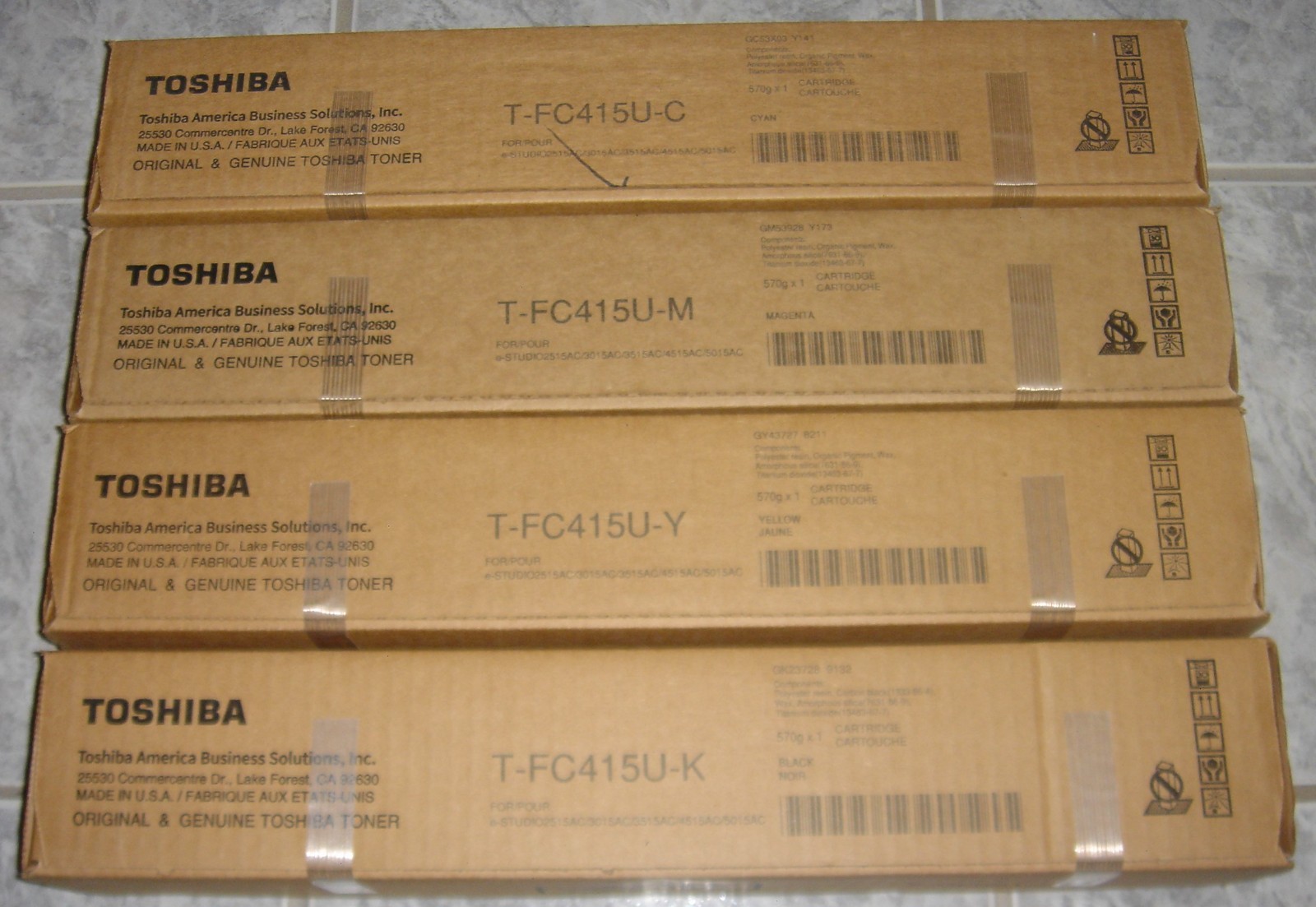 Genuine Toshiba T-FC415U  Toner Cartridges - Cyan, Magenta, Yellow & Black