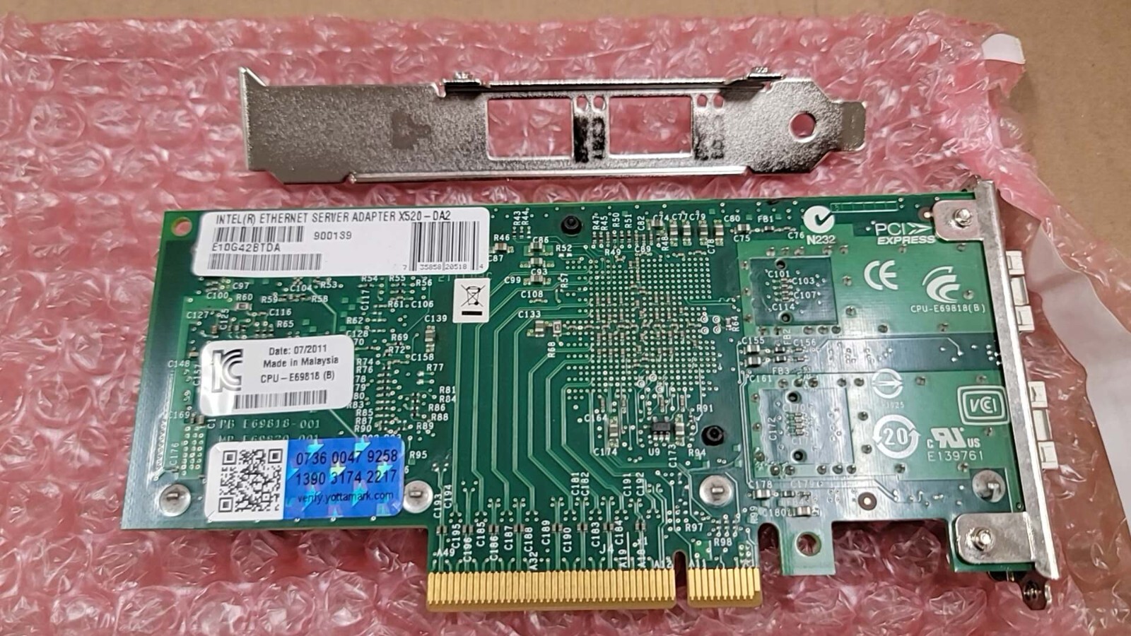 GENUINE INTEL X520-DA2 E10G42BTDA 10Gb Dual Port Ethernet Server Adapter
