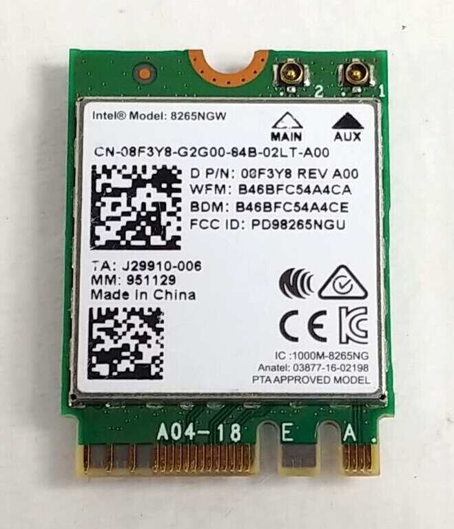 DELL OTIPLEX 7450 8F3Y8 8265NGW Dual Band Wireless-AC 802.11n M.2 WiFi Wireless