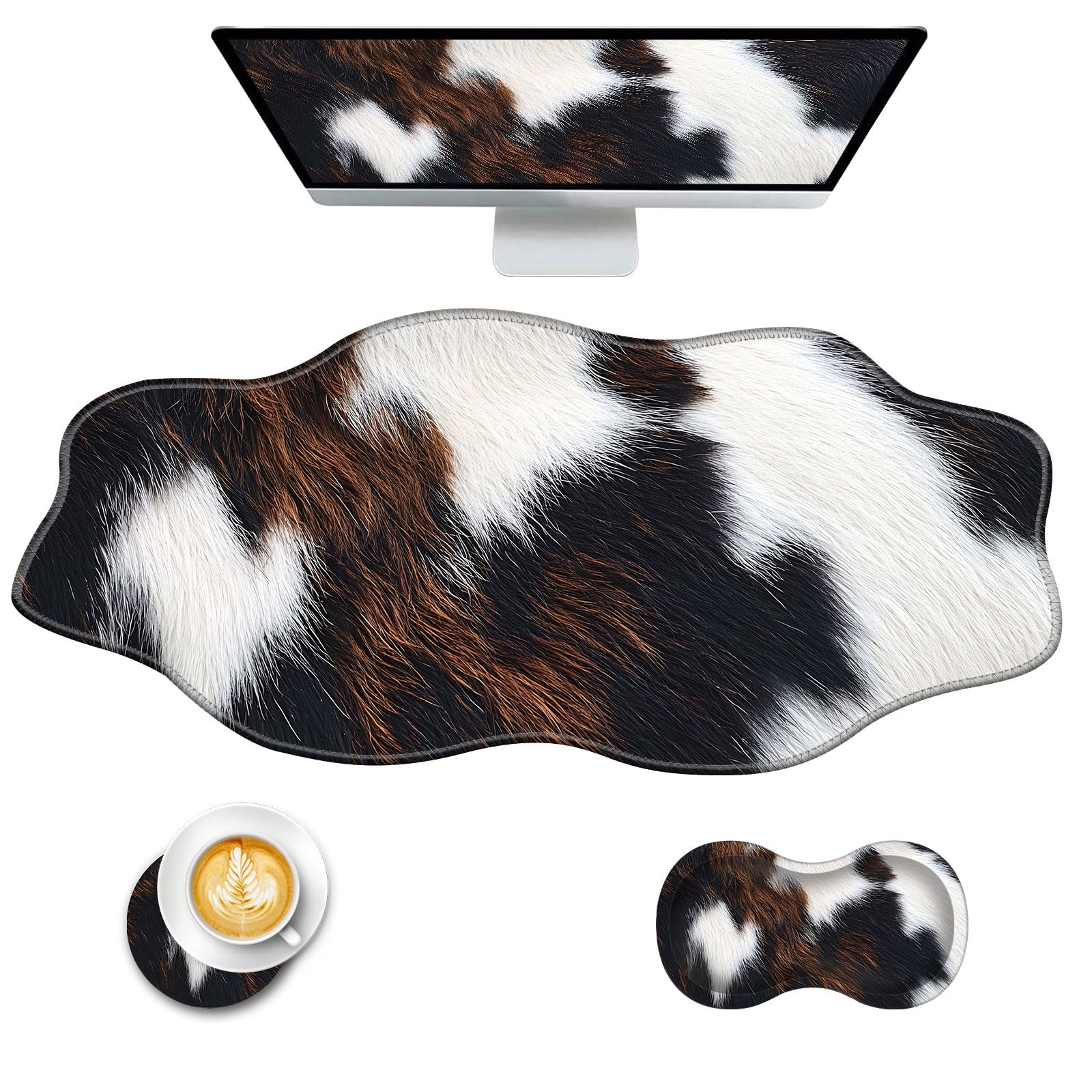 CICPLKSE Mouse Pad with Wrist Support + Desk Mat + Coaster 3 in 1 Set, XXL Large