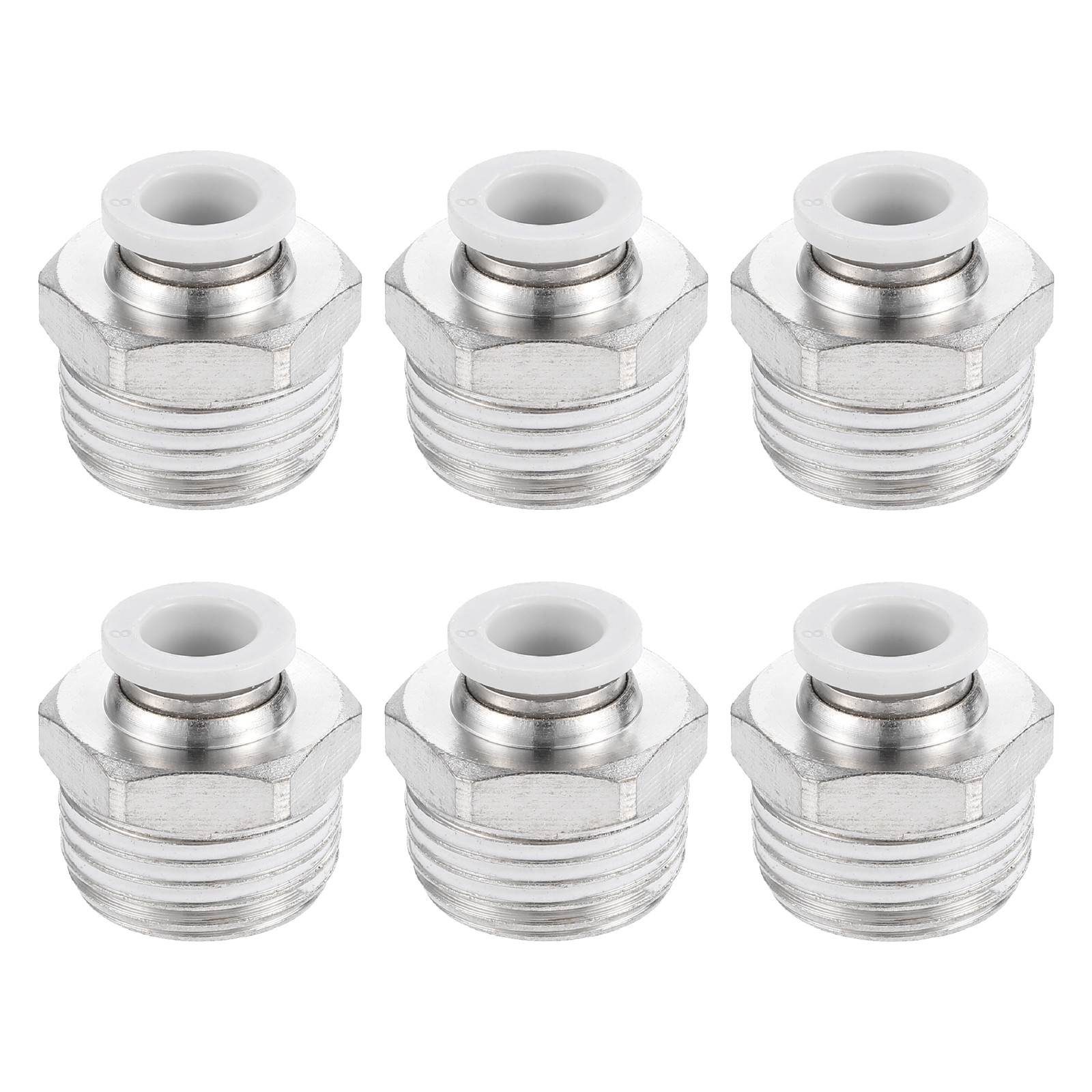 6Pcs Pneumatic Fitting, 8mm Tube OD x 1/2" NPT Push to Connect Pneumatic Fitting