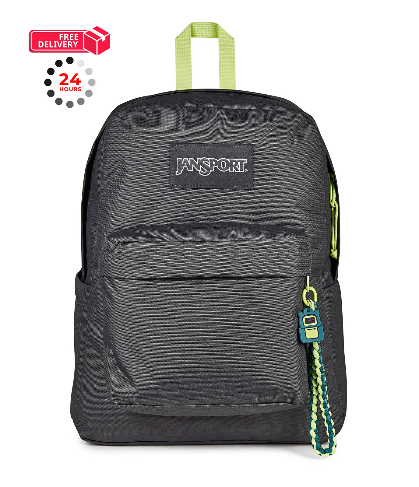 JanSport Superbreak Plus Charmed, Bag One Size, Charm Smokey Grit/Bratty