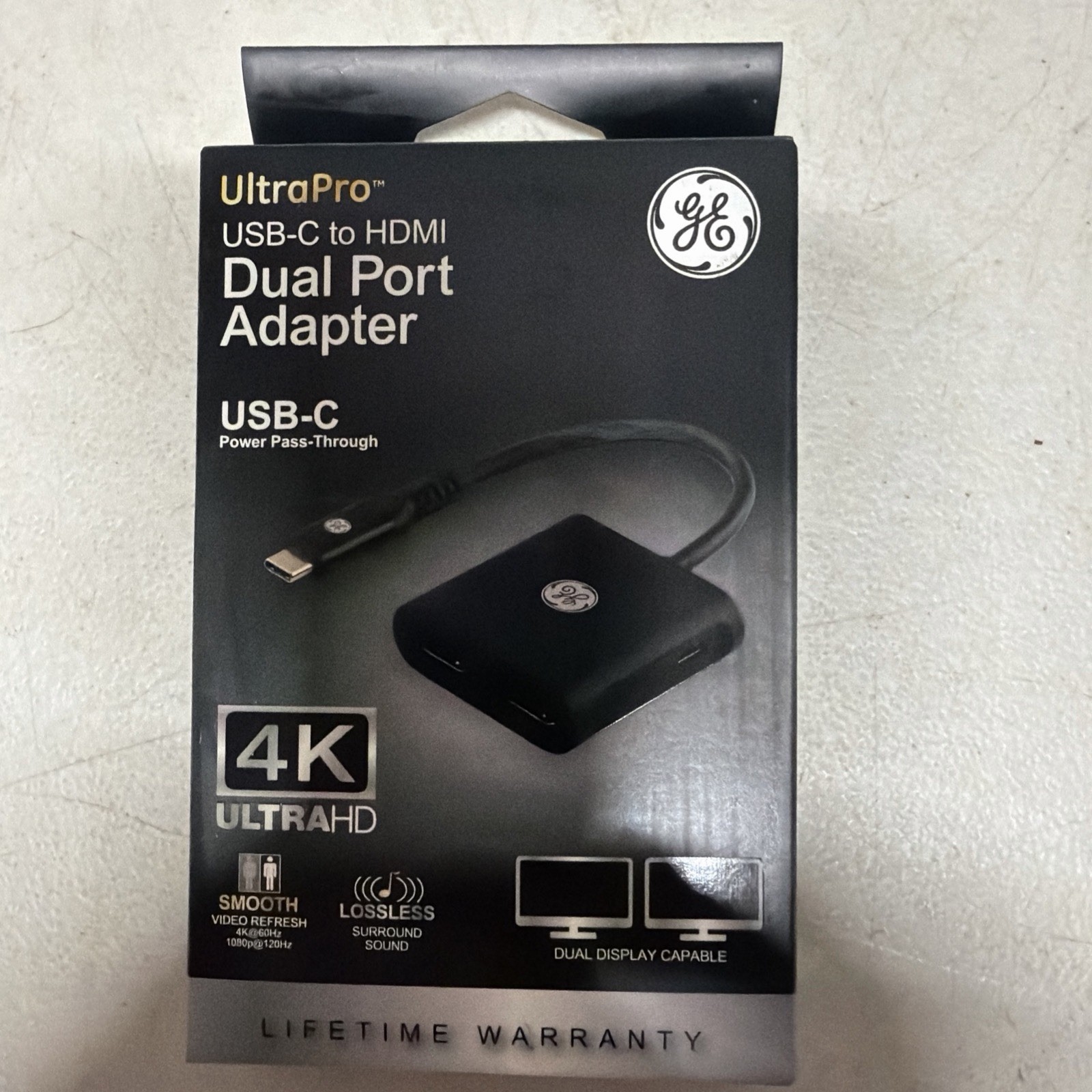 NEW GE ULTRAPRO USB-C to Dual Port HDMI Adapter BLACK 4K UltraHD New