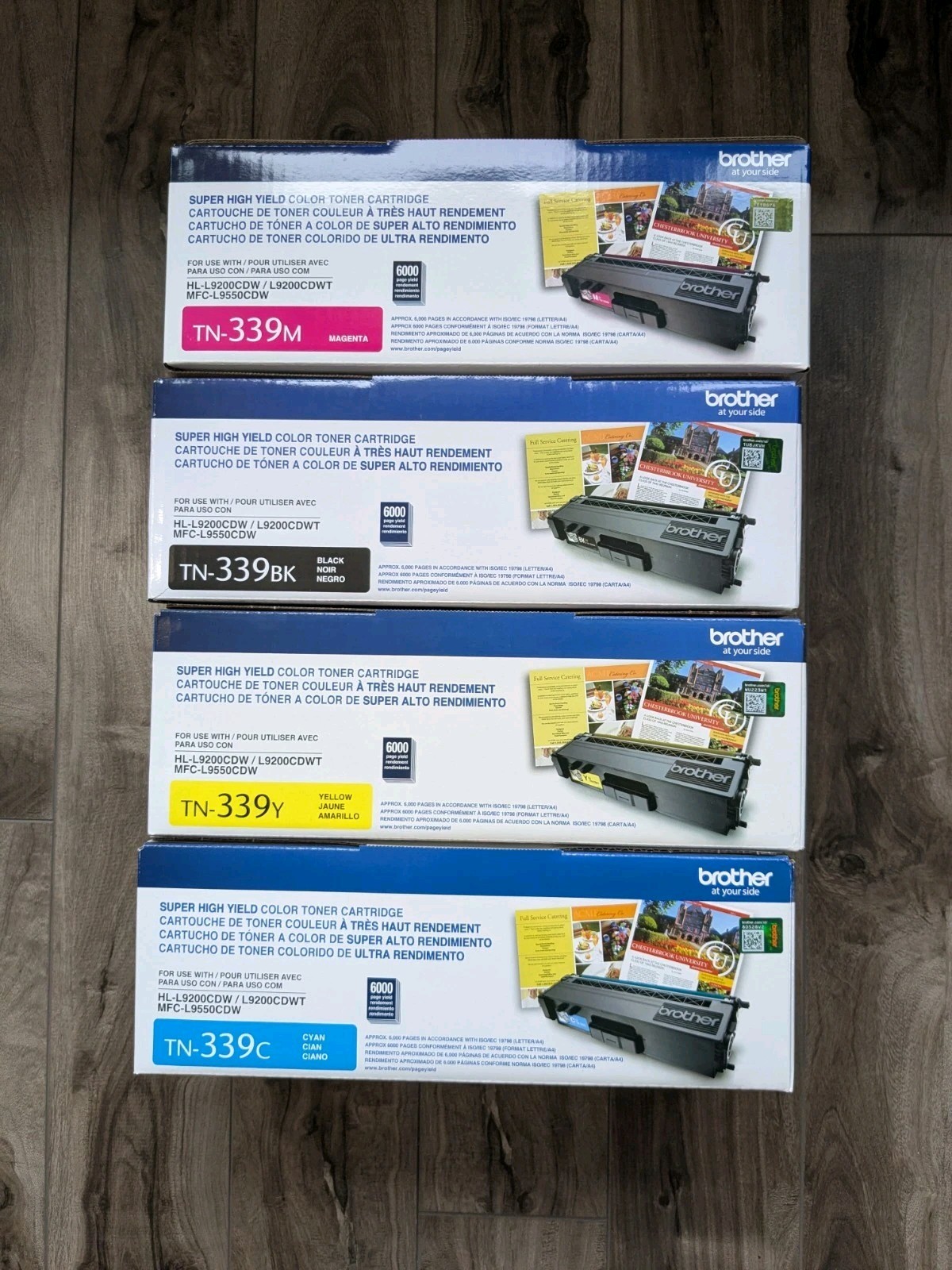 Brother TN339BK TN339Y TN339M TN339C 4-pack Toner Cartridge TN-339 Genuine