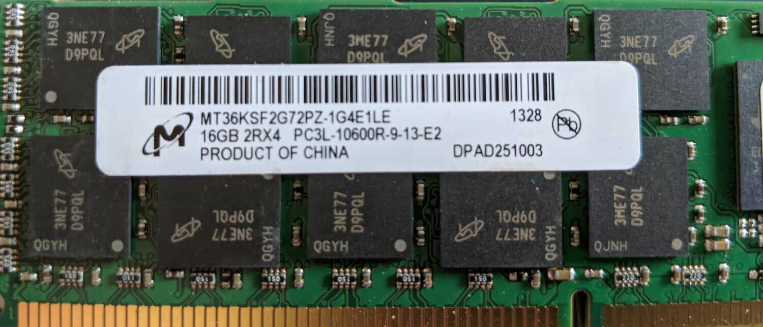 Micron MT36KSF2G72PZ-1G4E1LE 16GB DDR3-1333MHz ECC Registered memory module