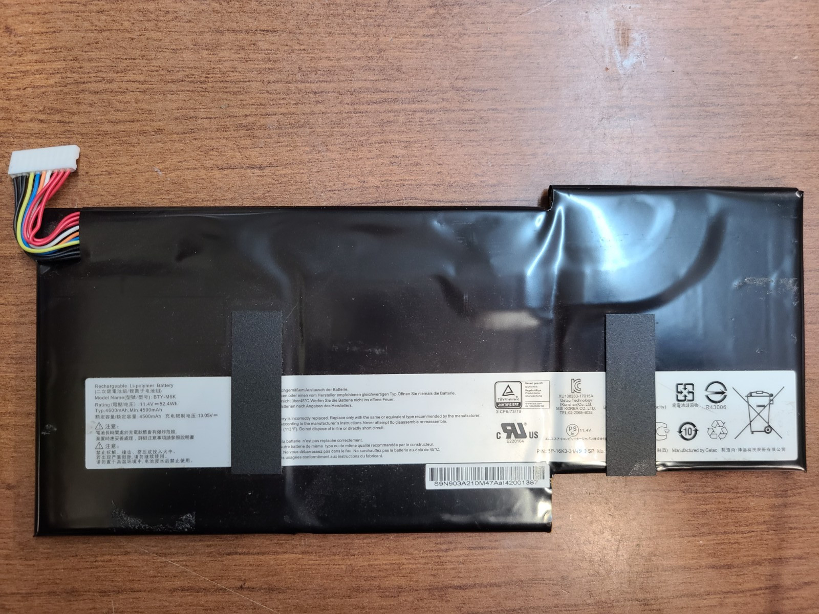 ORIGINAL MSI GF63 8RC 8RD MS-16R3 MSI GS63VR MS-16K3 LITHIUM-ION BATTERY BTY-M6K