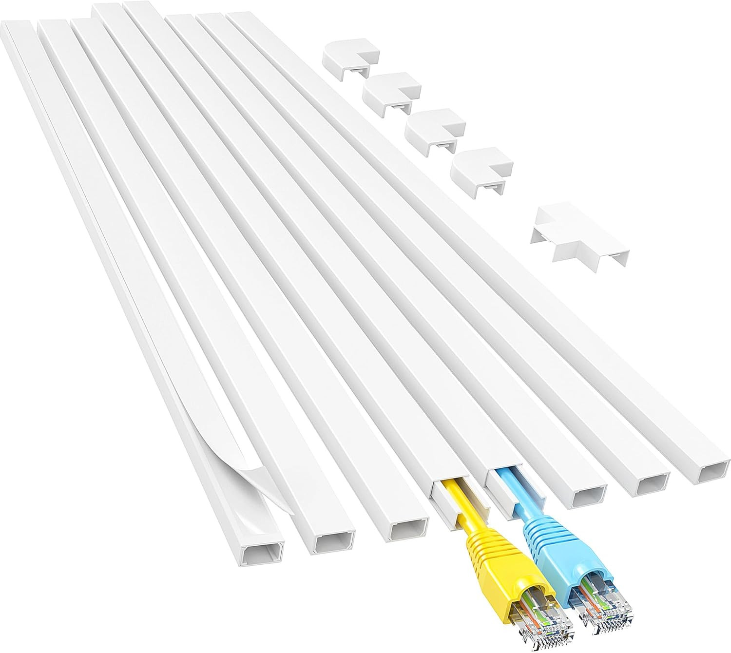 Yecaye Cord Hider, 113in One-Cord Cable Concealer, Covers Small, White