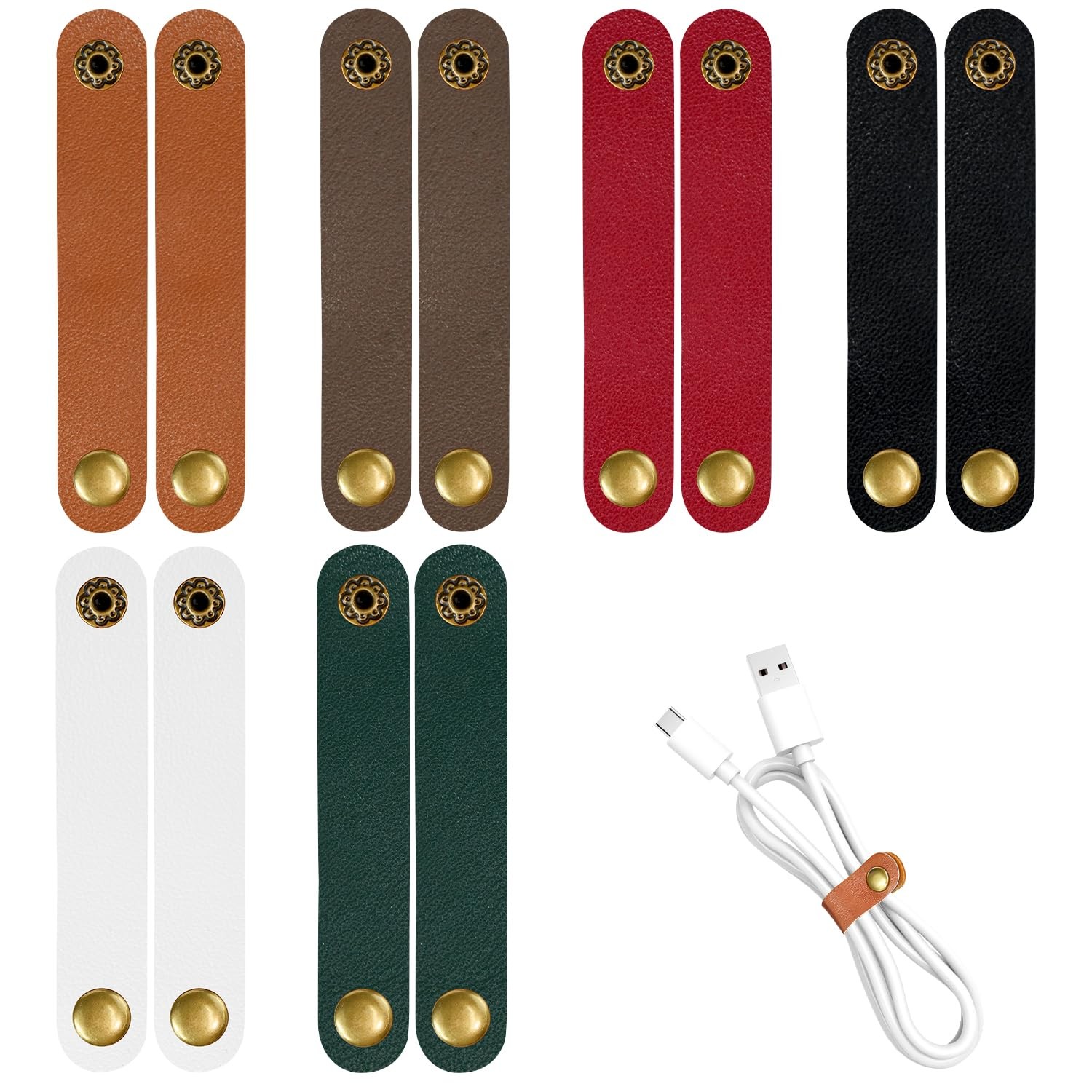 Cord Organizer, 10 Pcs Leather Cord Holder for Travel - Portable Wire Organiz...