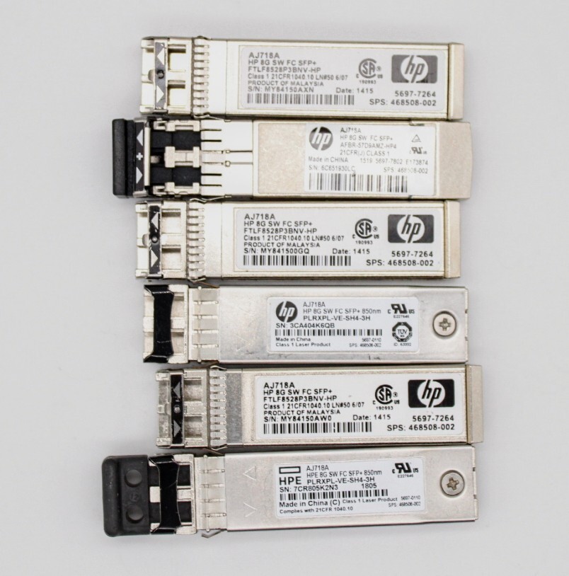 HP HPE AJ718A 8GBp/s SW FC SFP+ PLRXPL-VE-SH4-3H 468508-001 (Lot of 6)