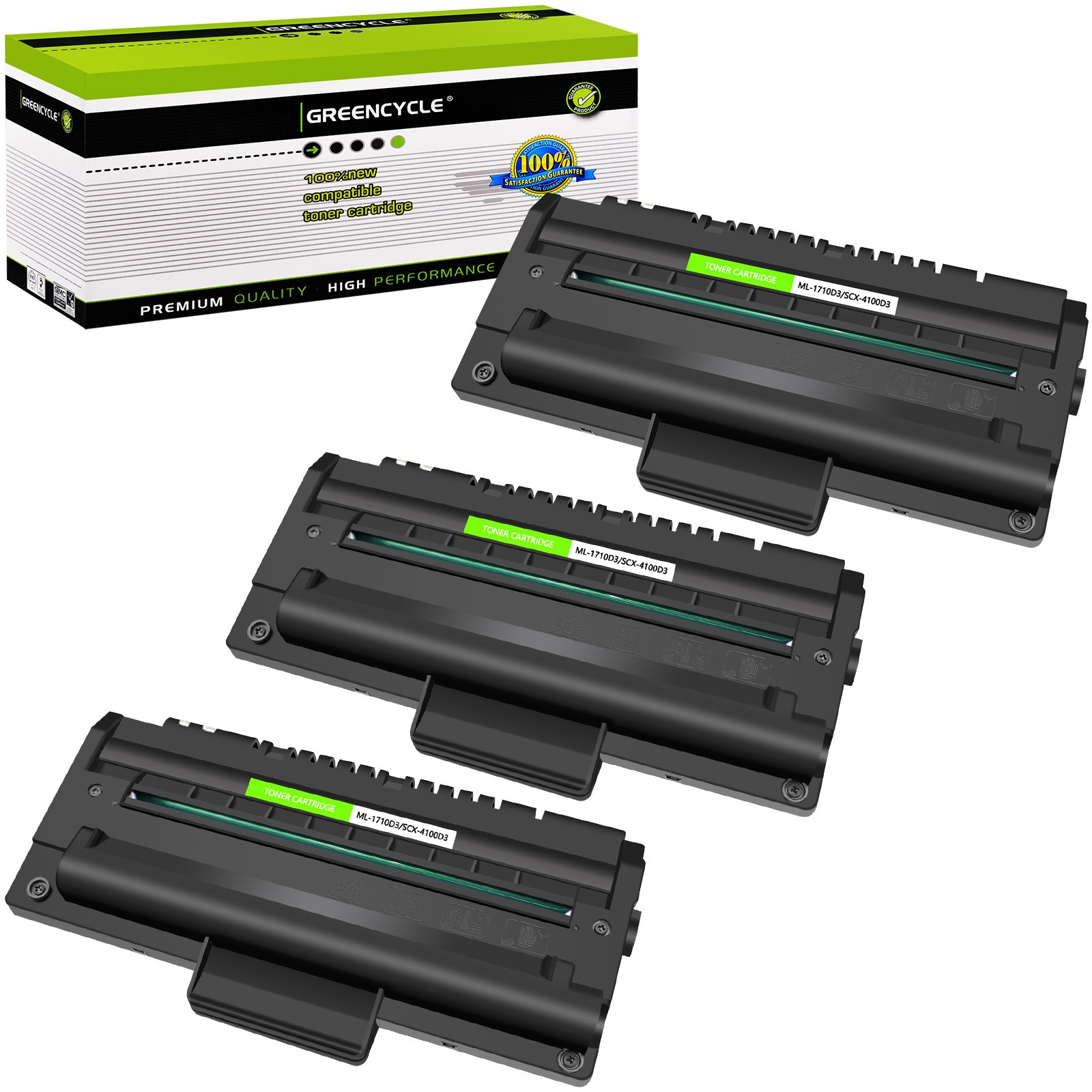 GREENCYCLE 3PK Toner Cartridge Fits for Samsung ML-1710D3 ML1710 ML-1740 ML-1750
