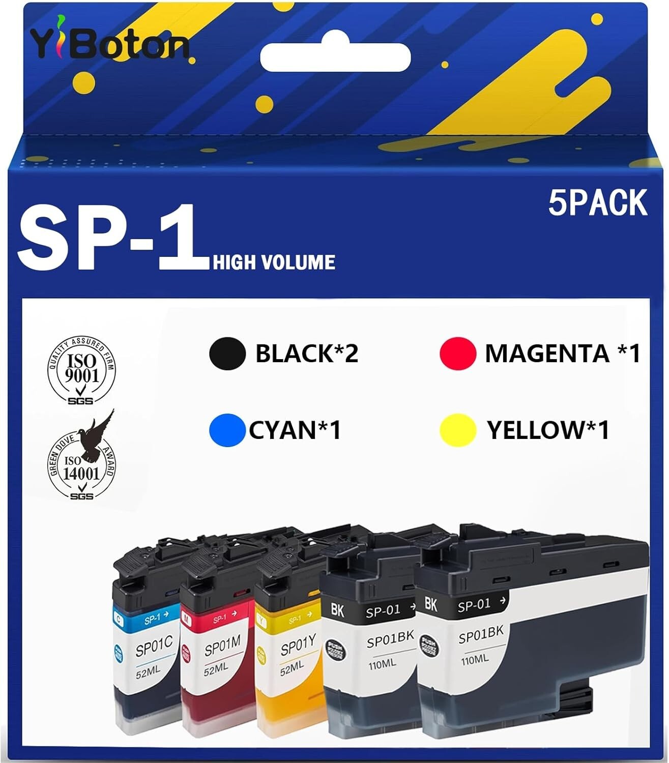 SP-1 SP01 Sublimation Ink Cartridges 5-Pack SP01BKS SP01CS SP01MS SP01YS In...
