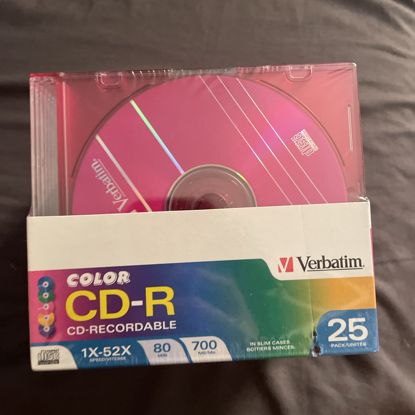 Verbatim Color CD-Rs 25-Pack 700MB 80 Min Disc Brand New Sealed