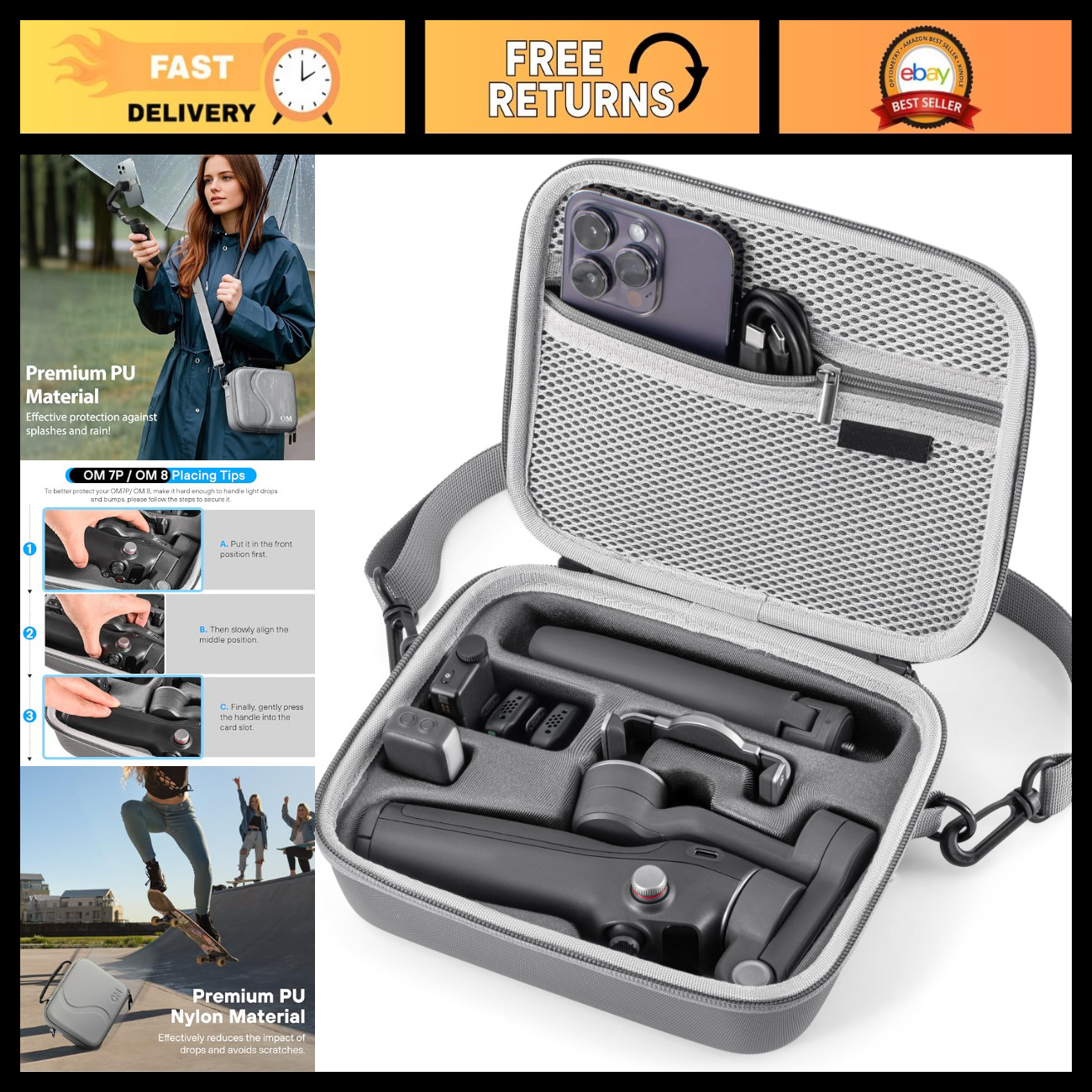 Protective Case for Osmo Mobile 8/7P/7 - Durable, Lightweight, Travel-Friendly
