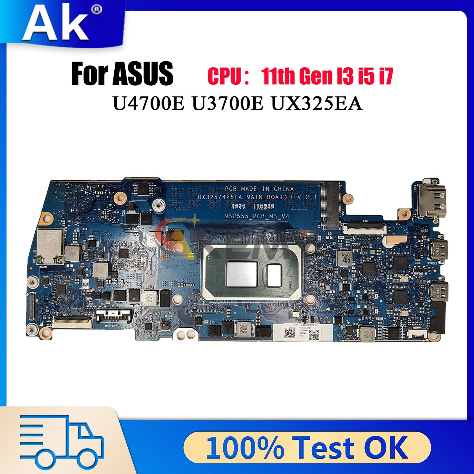 UX325EA Laptop Motherboard For ASUS U3700E U4700E Mainboard i3 i5 i7 CPU Test OK
