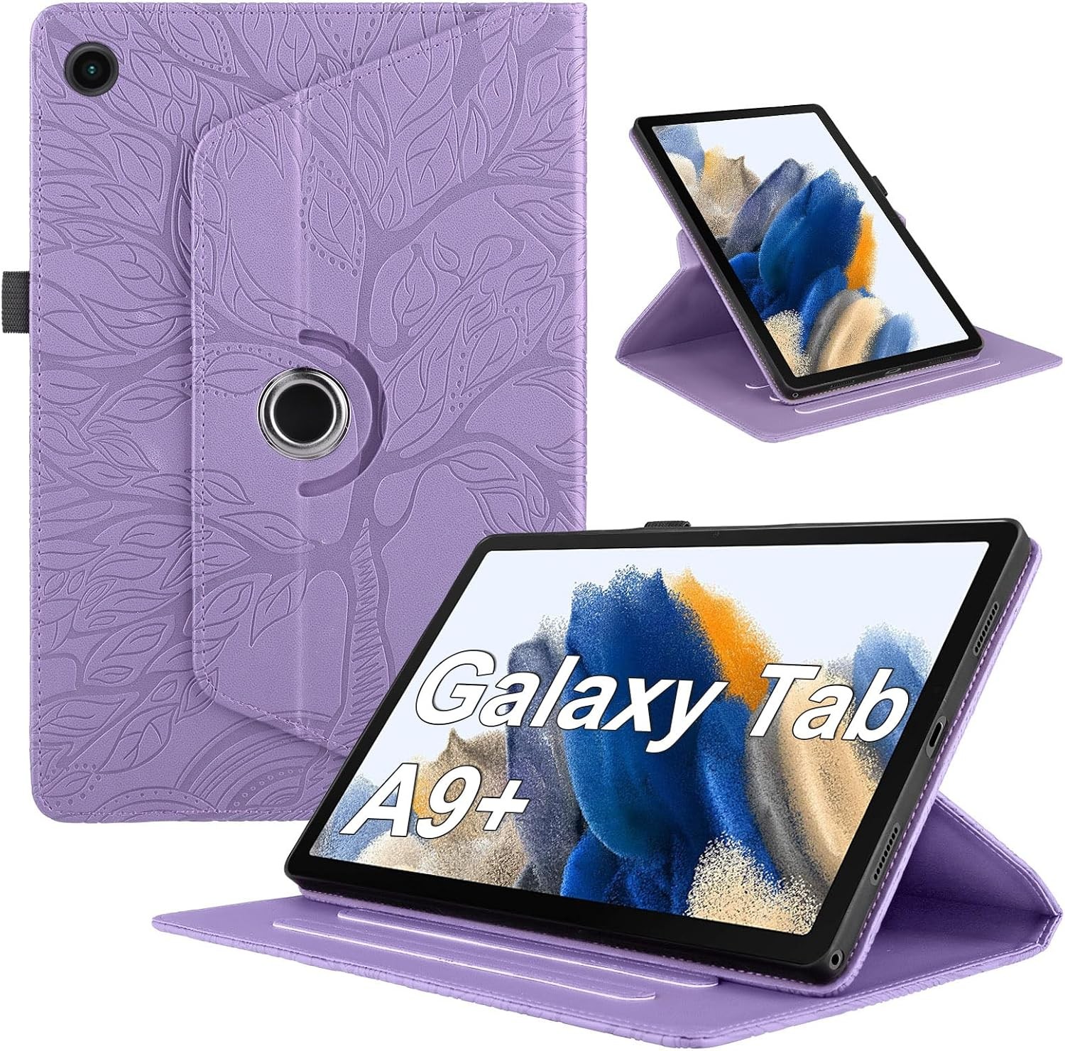 Purple PU Leather Flip Stand Case with Pen Holder for Samsung Galaxy Tab A9 Plus