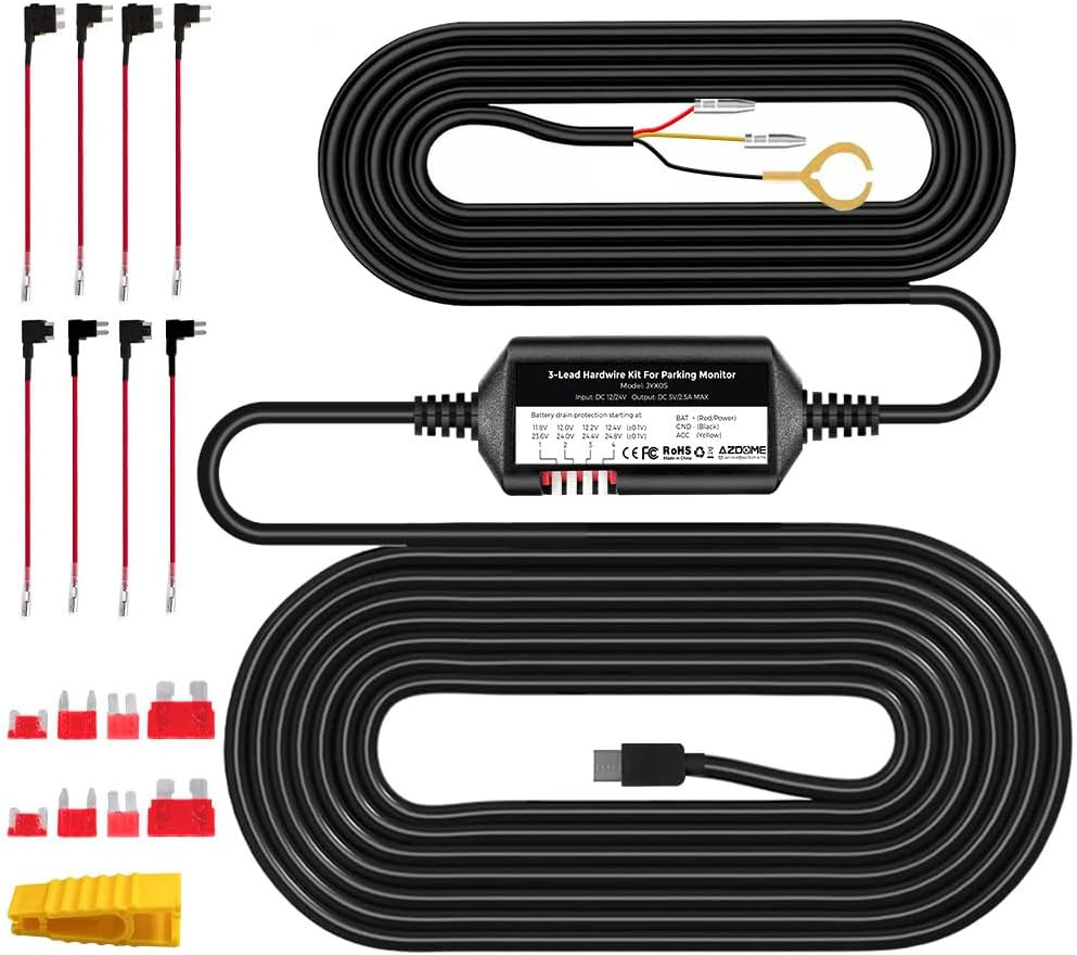 AZDOME 3-Lead Acc Hardwire Kit Type-C USB Port for M550 M01Pro PG17 Gs63Hpro