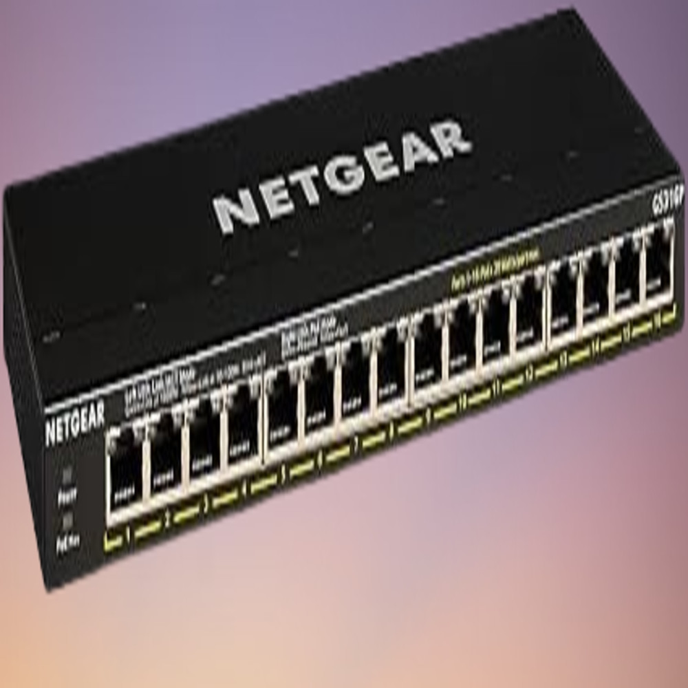 16-Port PoE Gigabit Ethernet Unmanaged Network Switch (GS316P), Black
