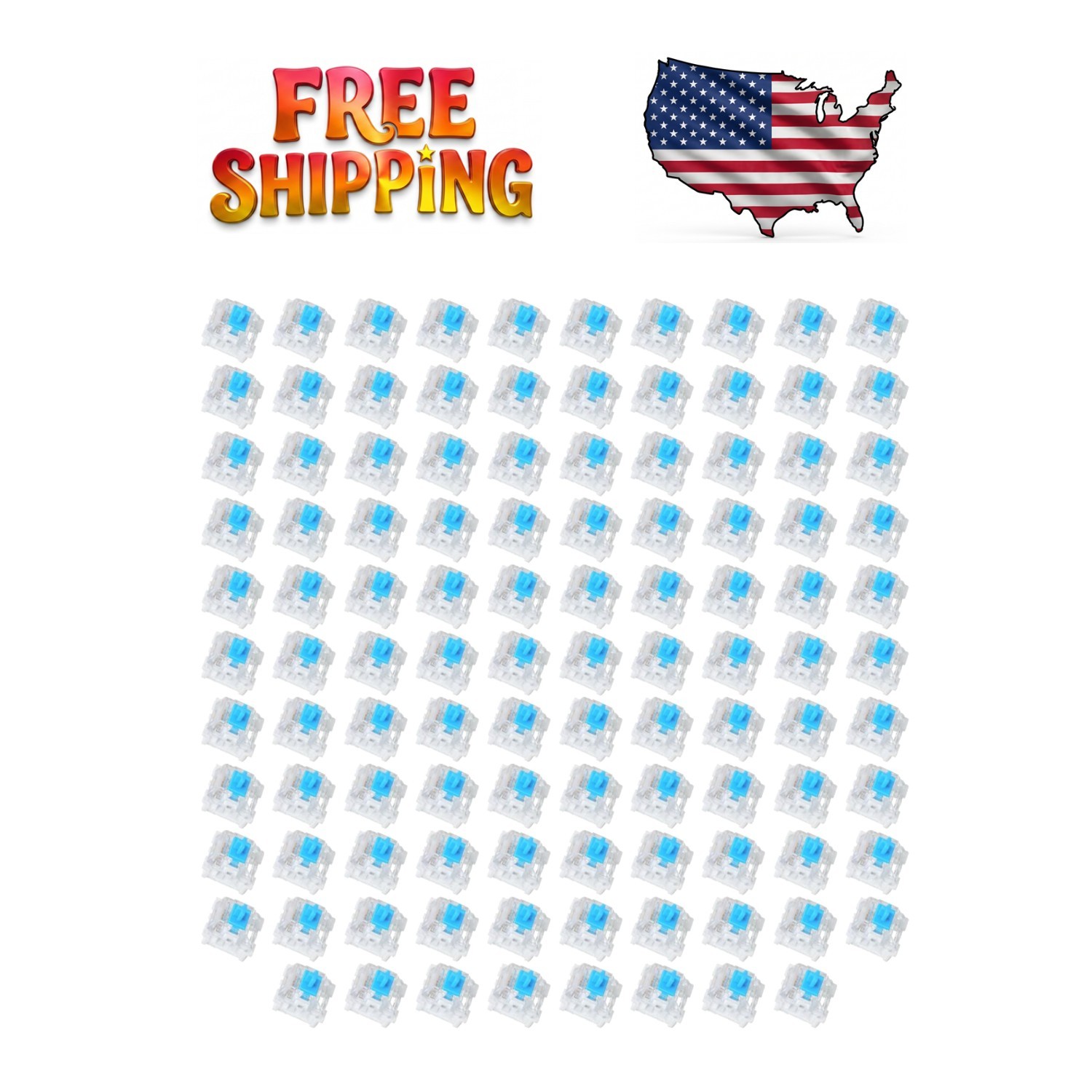108 Pcs Pre-Lubricated Blue Mechanical Keyboard Switches for Gaming & Typing
