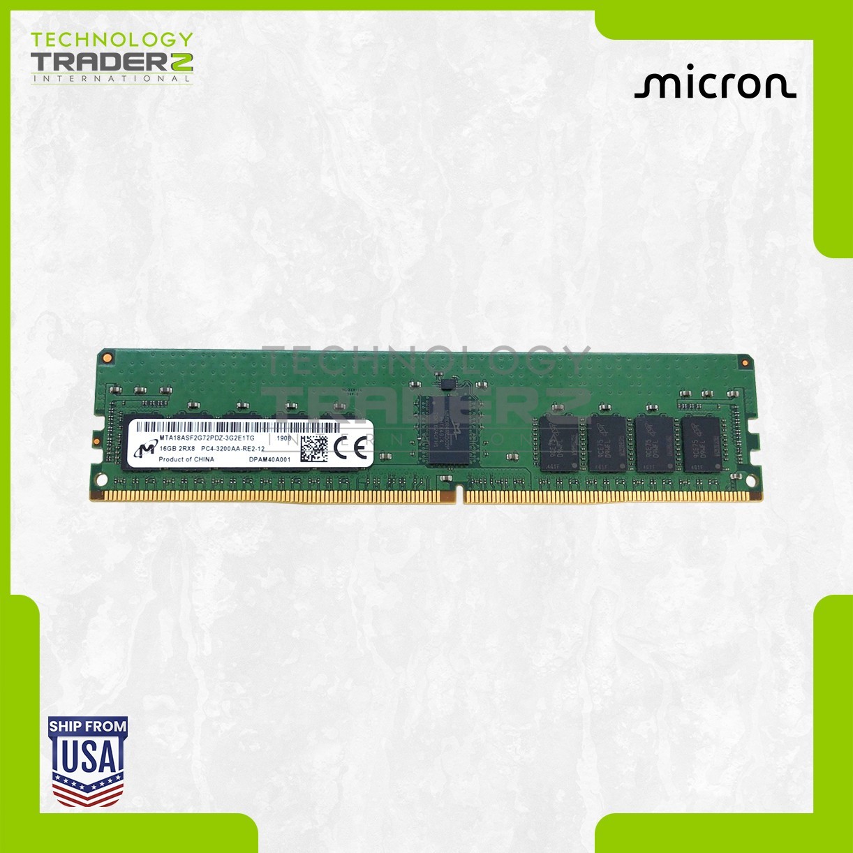 LOT OF 48 MTA18ASF2G72PDZ-3G2 Micron 16GB DDR4-3200MHz ECC REG 2Rx8 Memory