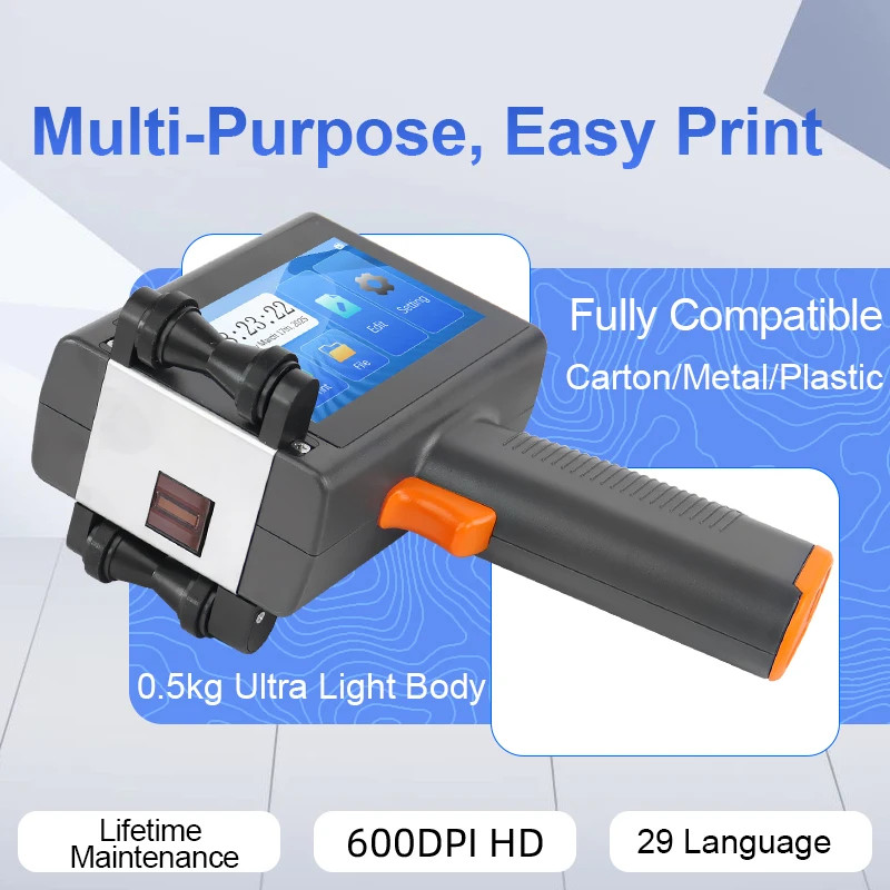 Handheld Inkjet Printer 12.7mm Date Code for Biscuit Boxes