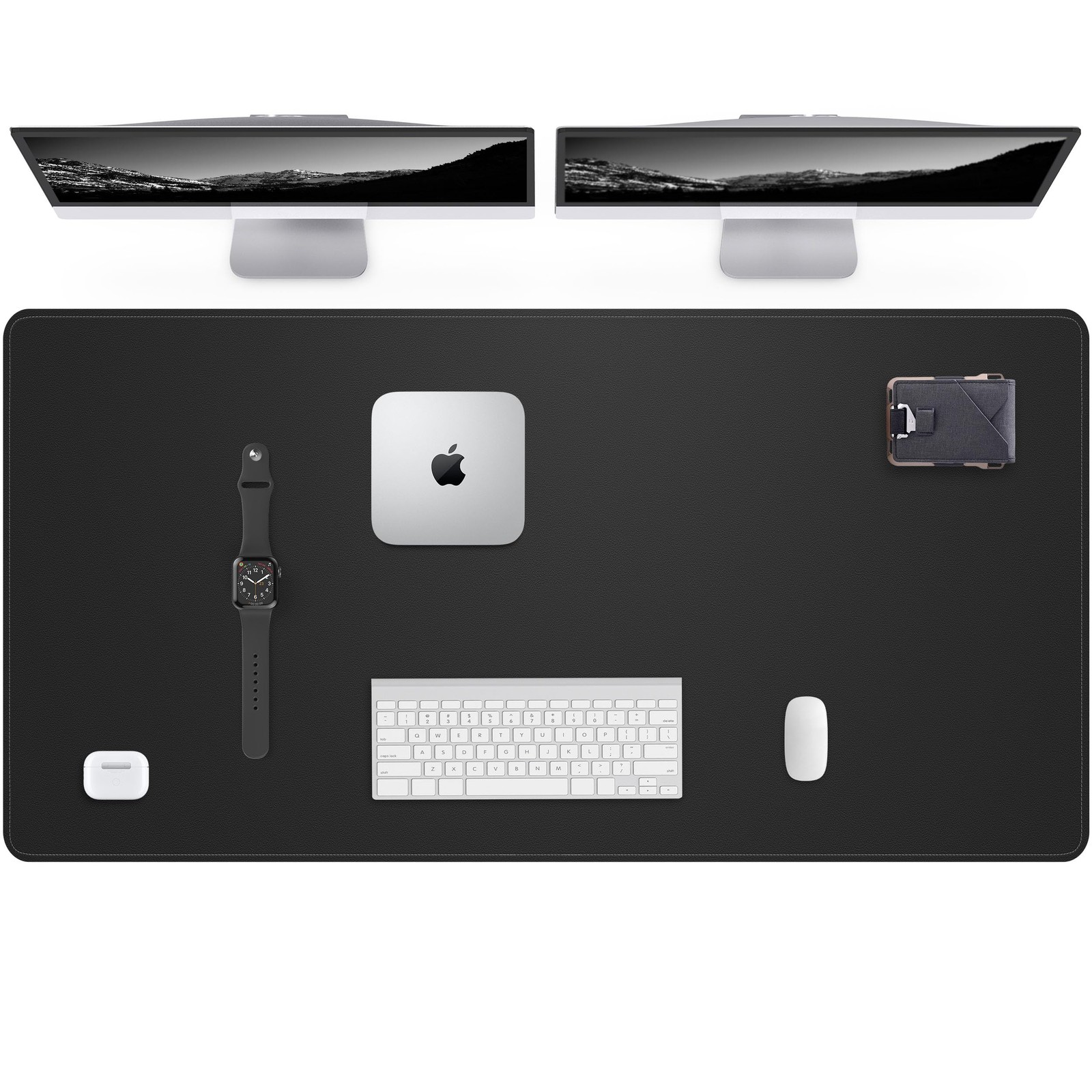48x24 Inch Black Leather Desk Pad Protector Large Mouse Mat Blotter Office