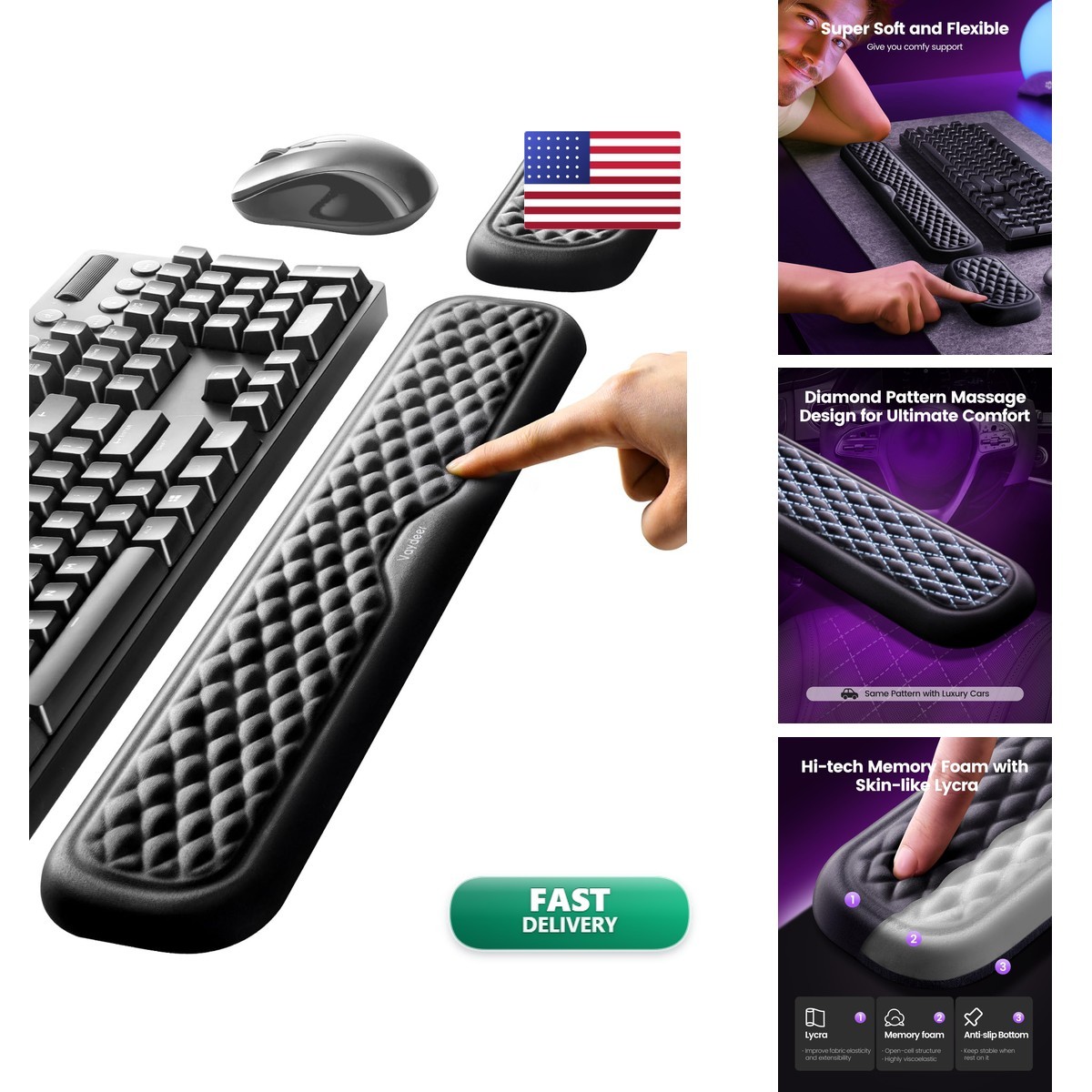 Vaydeer Wrist Rest Set for Keyboard and Mouse, Memory Foam