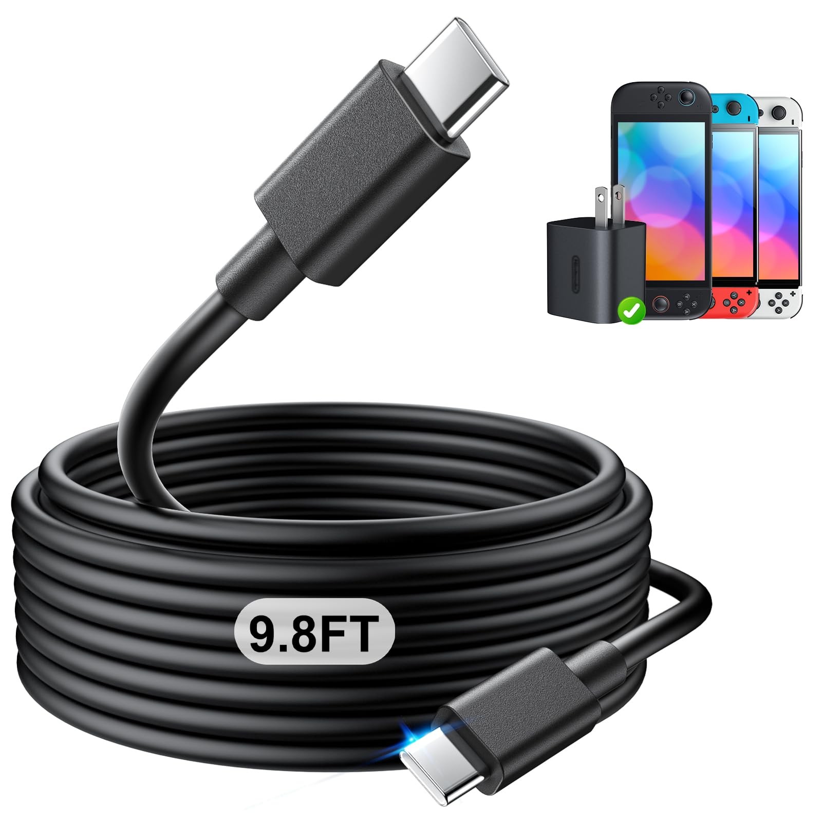 (9.8FT) Switch 2 Charging Cable - for Switch 2 AC Power Adapter, 60W Switch2 ...