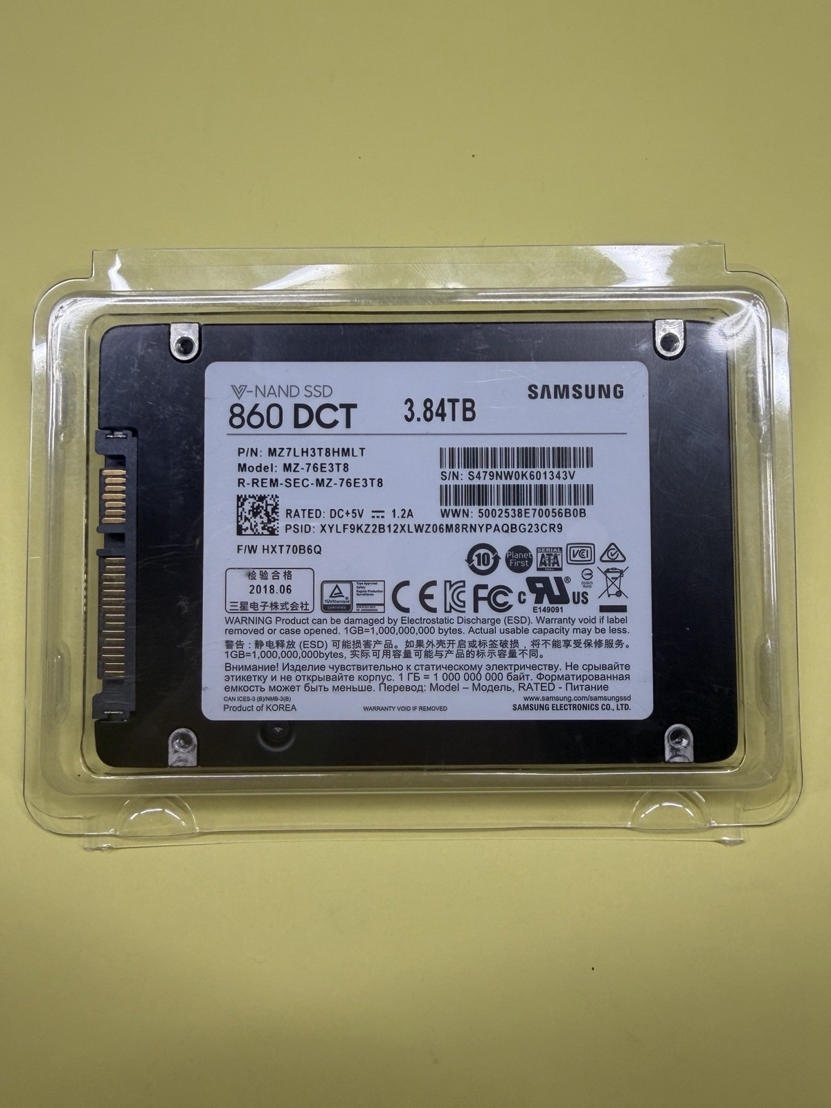 Brand New Samsung 860 DCT 3.84TB SATA 2.5” Enterprise SSD MZ-76E3T8 MZ7LH3T8HMLT