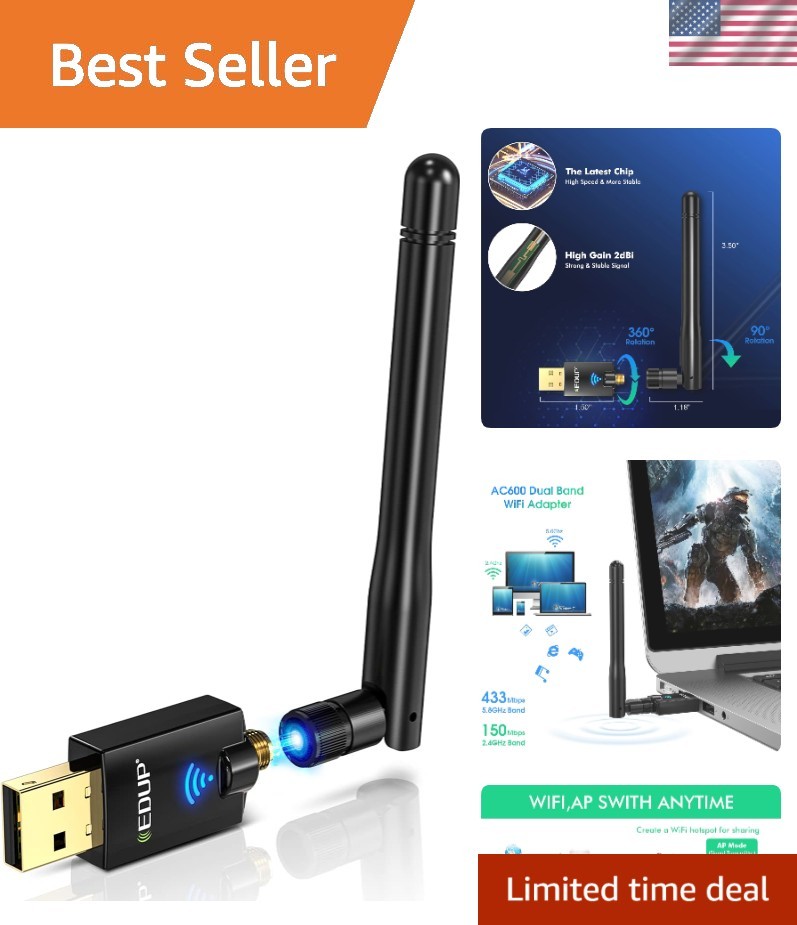 Portable AC600M USB WiFi Adapter - Effortless 600Mbps Internet for Desktops