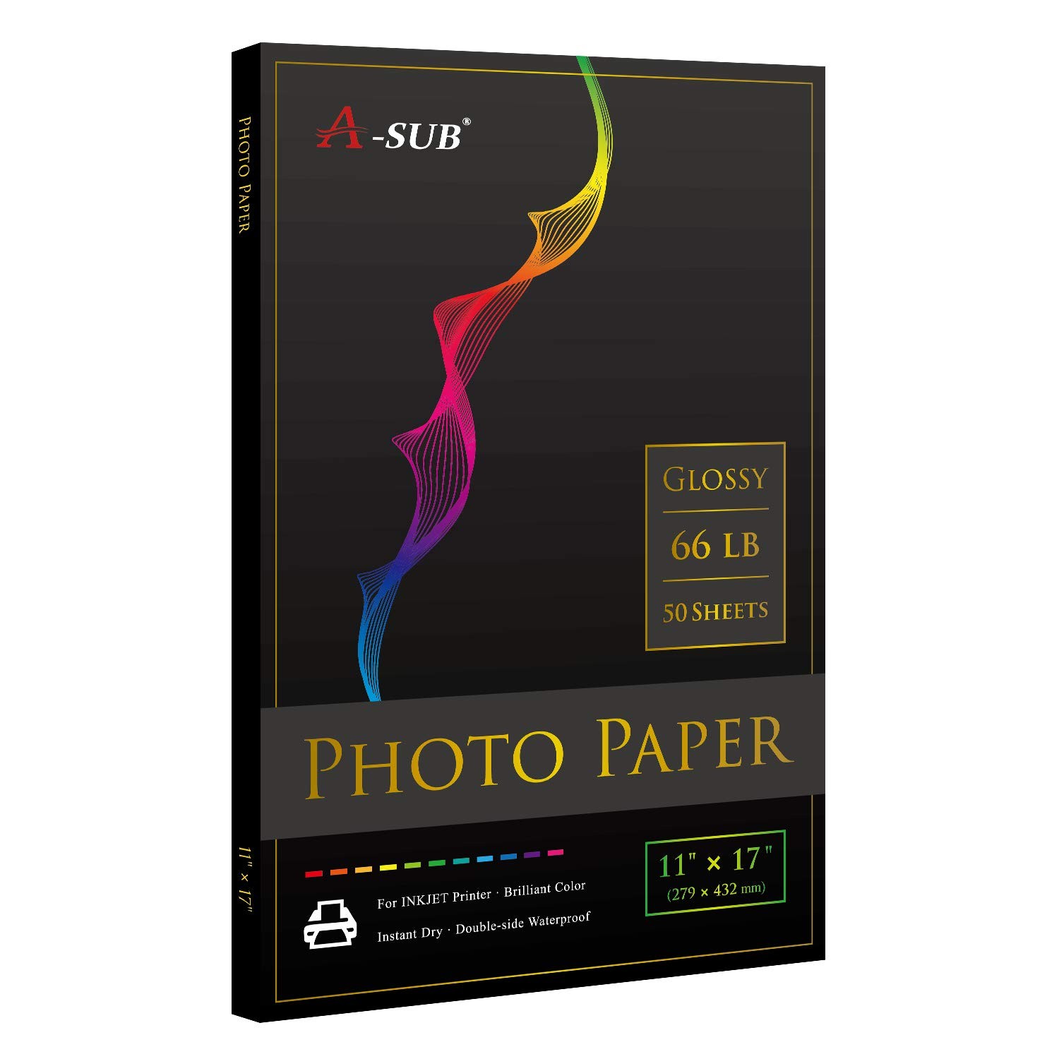 50 PCS Premium Photo Paper High Glossy 11x17 Inch 66LB for Inkjet Single