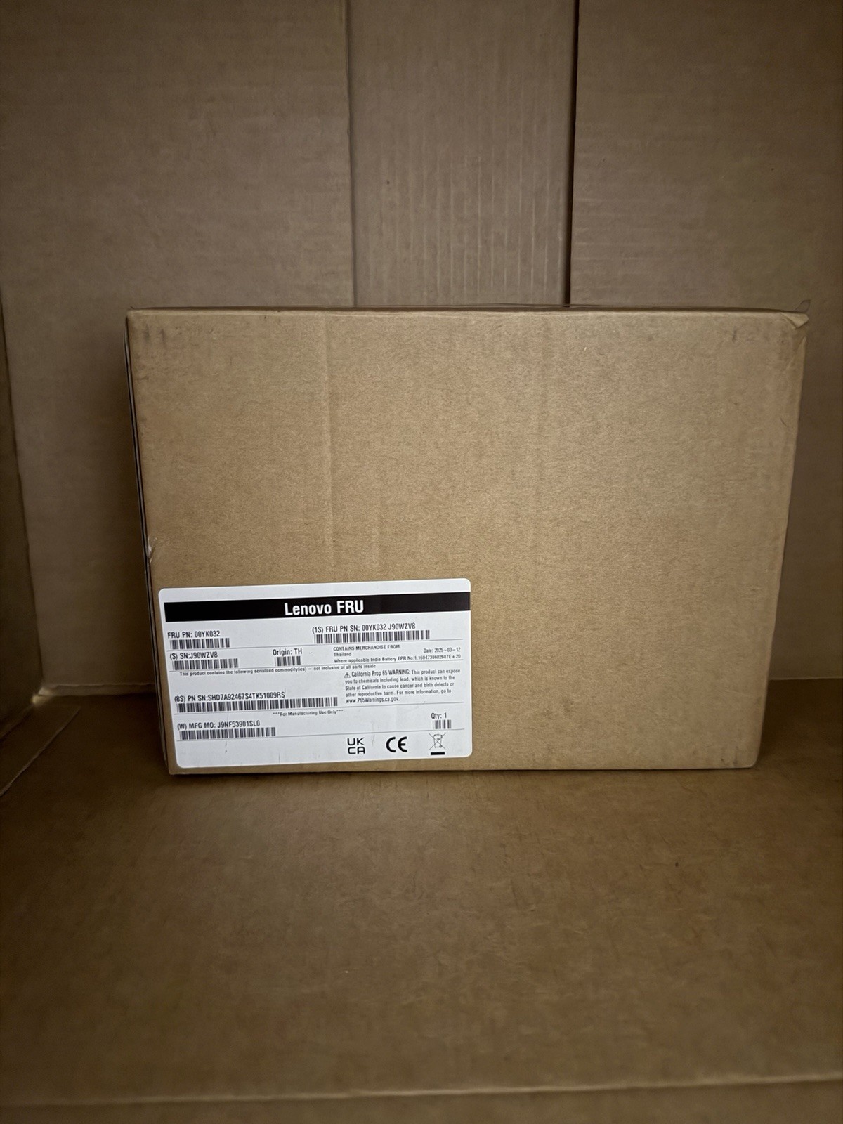Lenovo FRU 00YK032 Original Server RAID Battery Module New