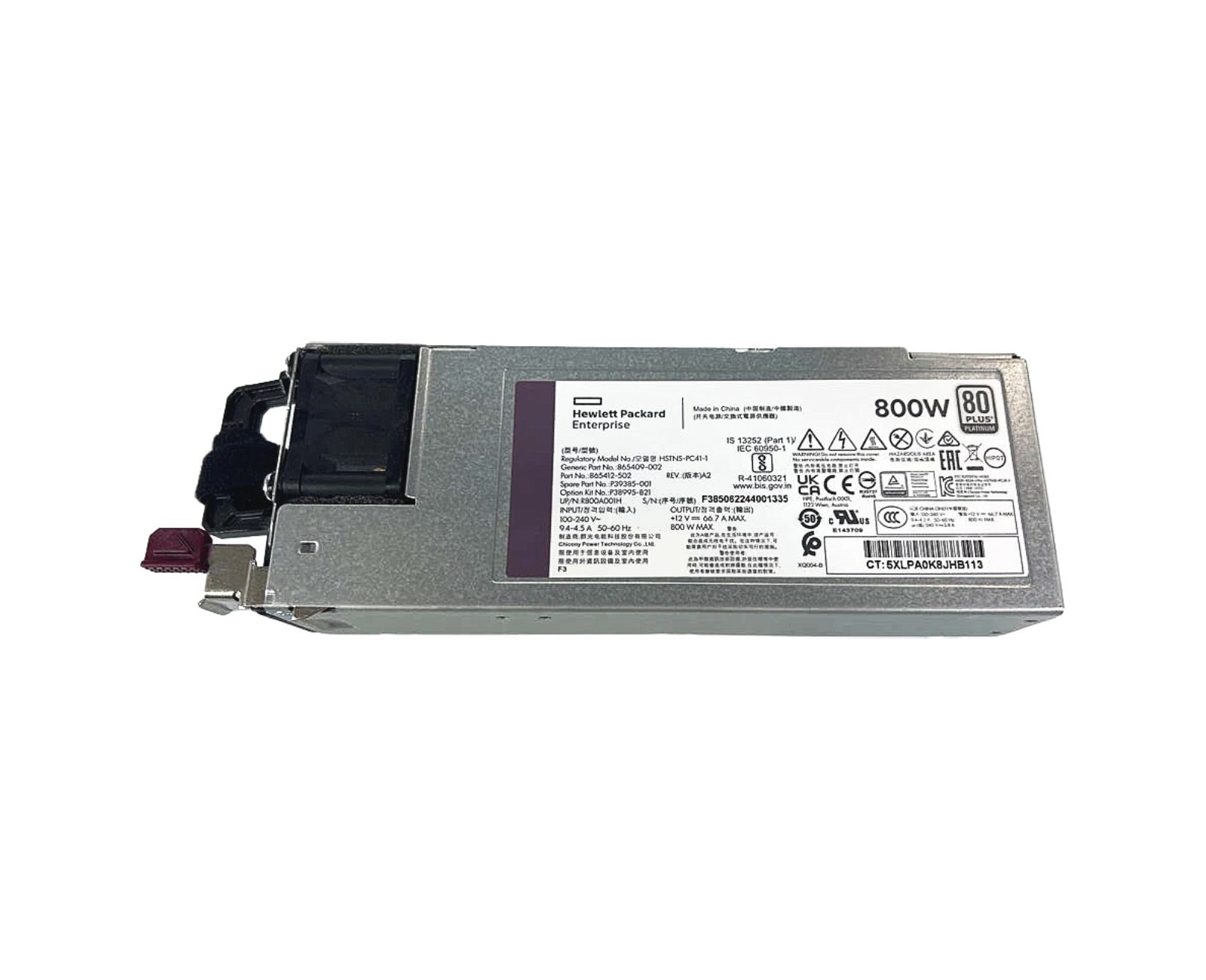 Power supply unit HPE G10/G11/G12 800W 100-240V AC 80+ Platinum 865412-502