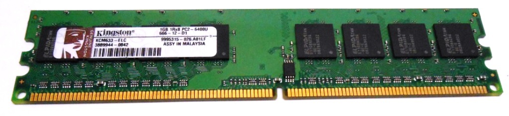 KINGSTON TECHNOLOGY,DDR3 SDRAM KCM633-ELC, 1GB 1RX8 PC2-6400U 666-12-D1, 800 MHZ